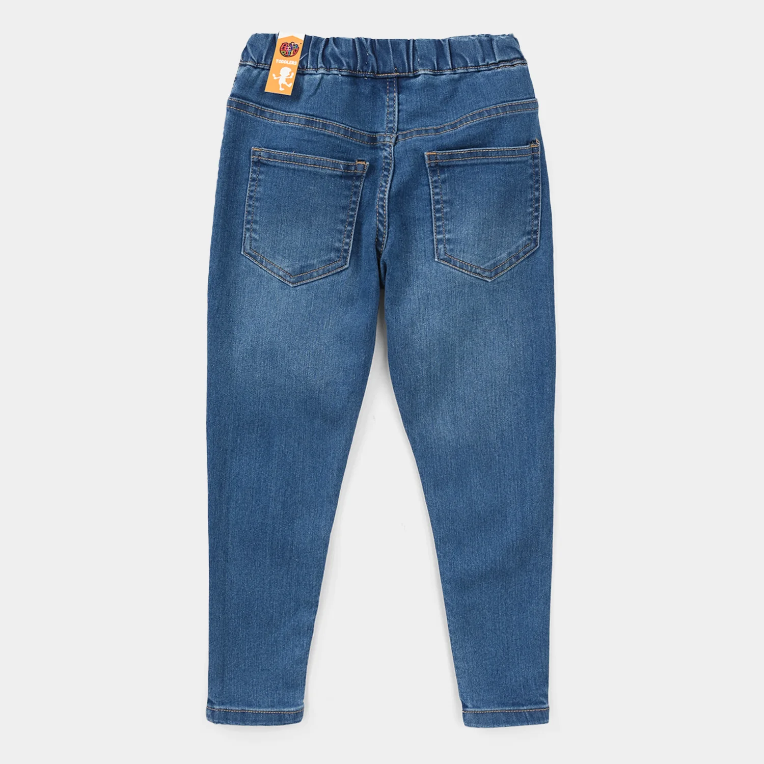 Girls Denim Stretch Jeggings (Flower) - Mid Blue - Image 3