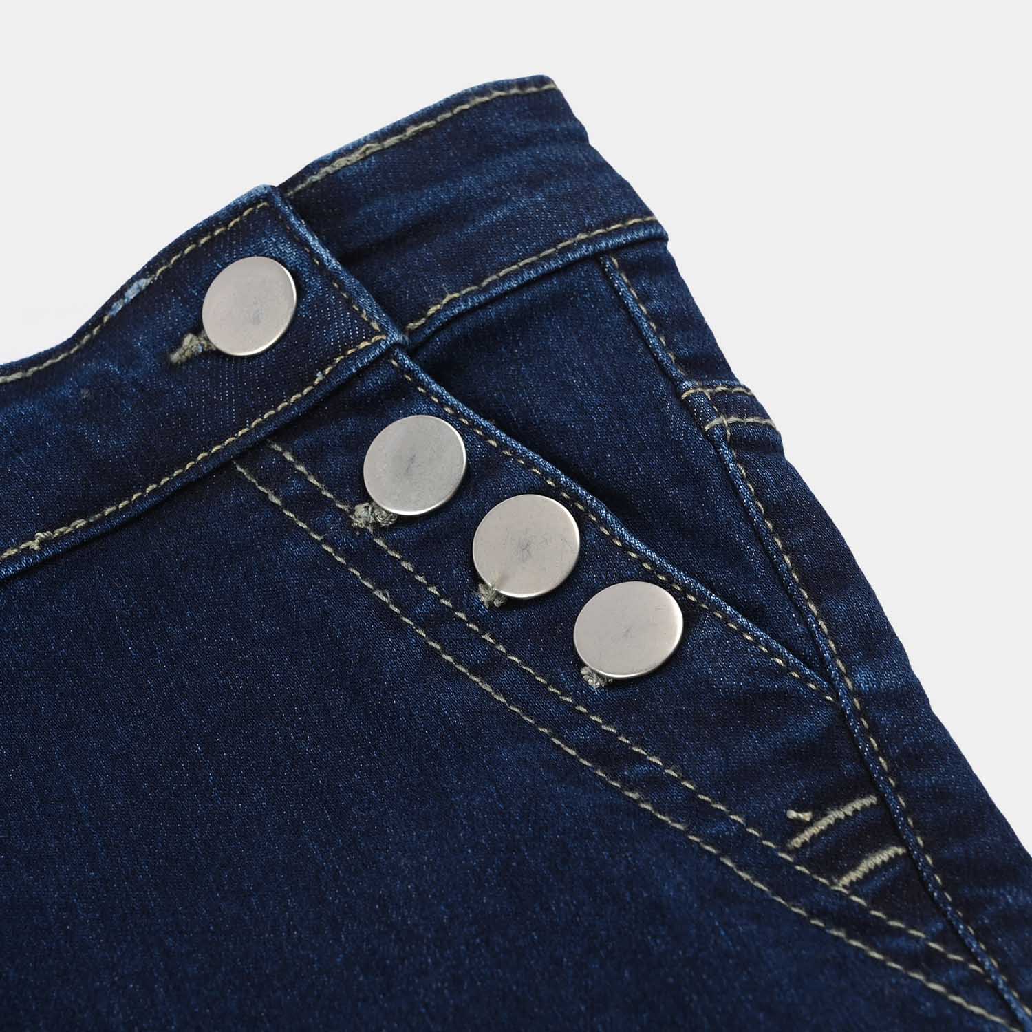 Girls Denim Stretch Jeggings - Dark Blue - Image 3