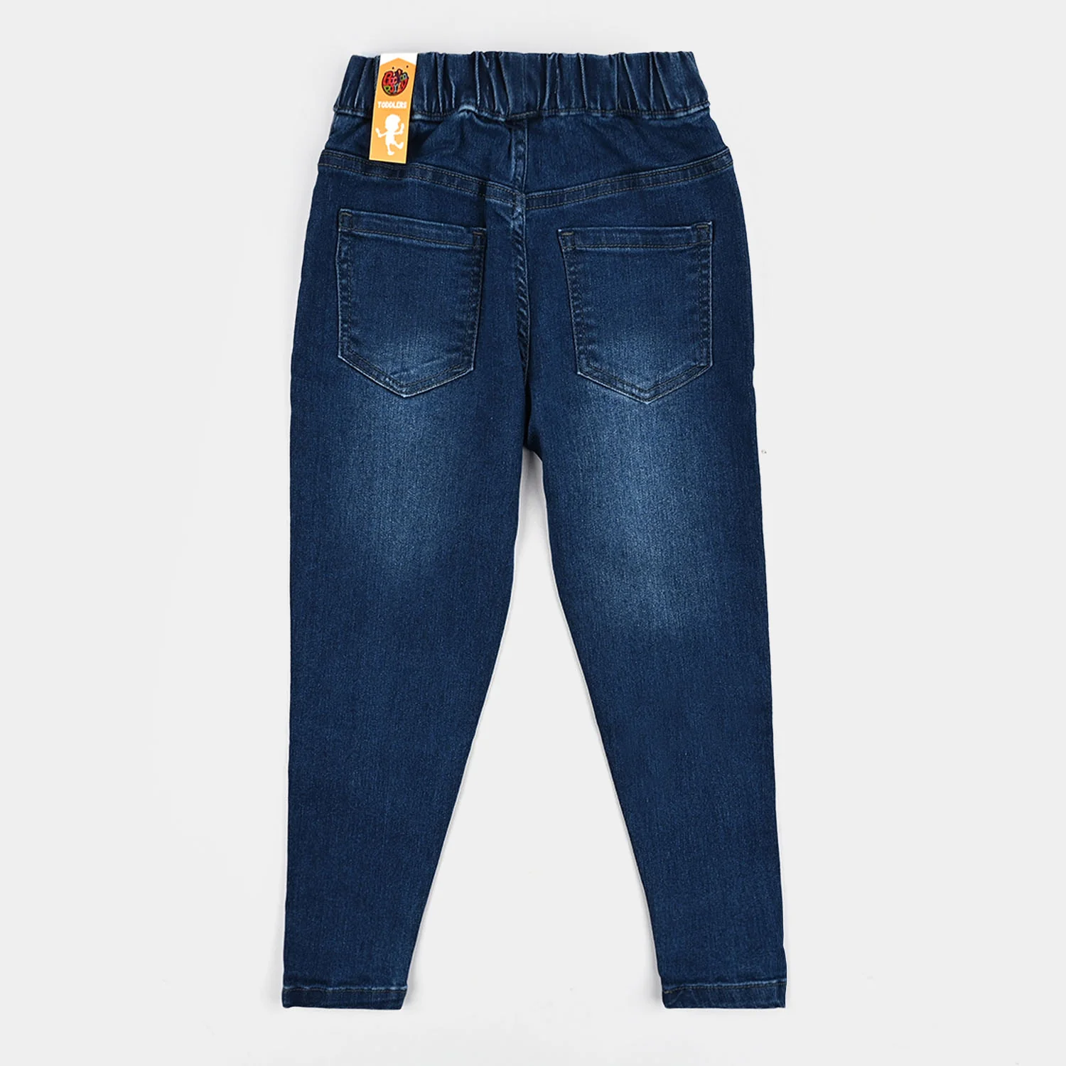 Girls Denim Stretch Jeggings Pocket Flower - Mid Blue - Image 3