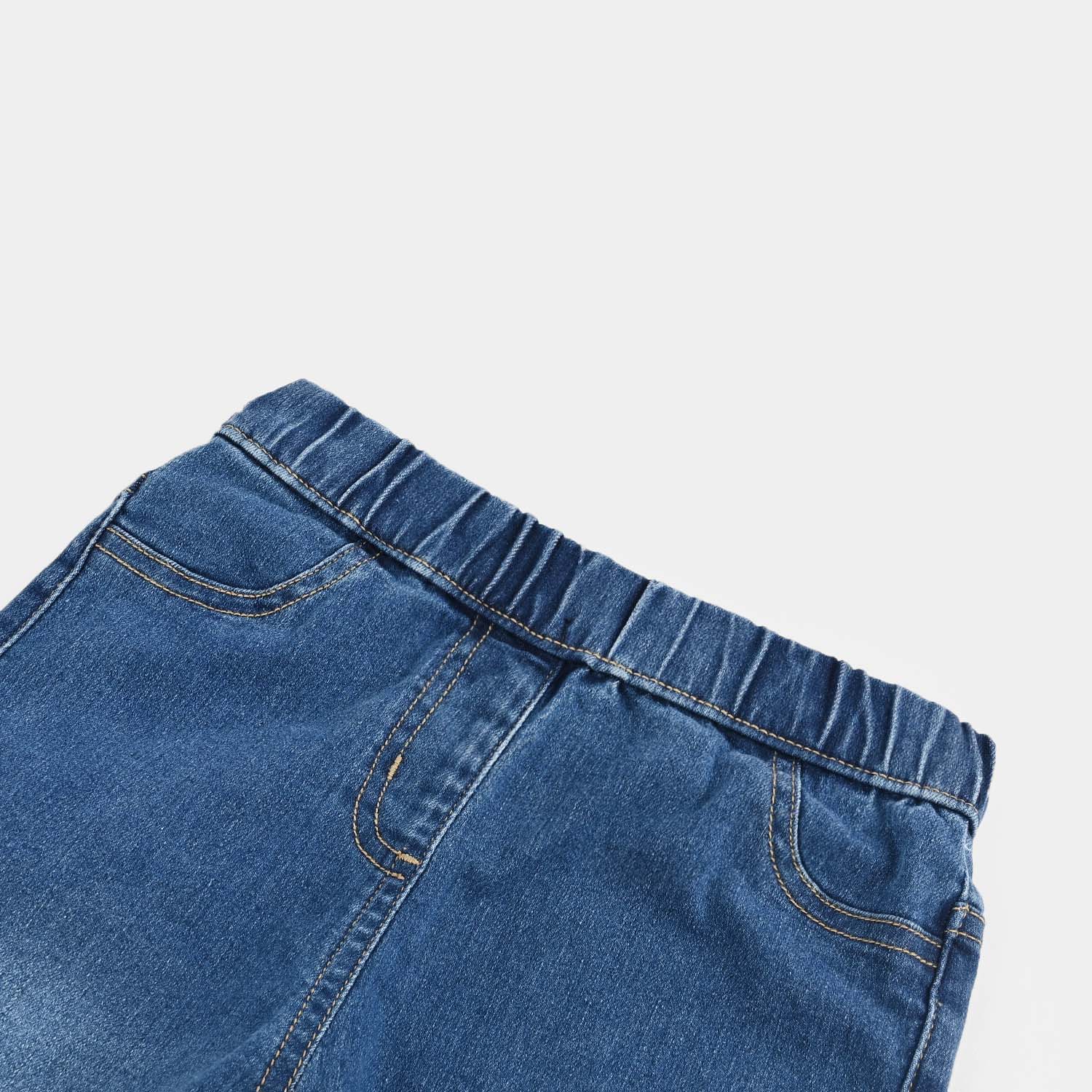 Girls Denim Stretch Jeggings Studded Flared-DARK BLUE - Image 2