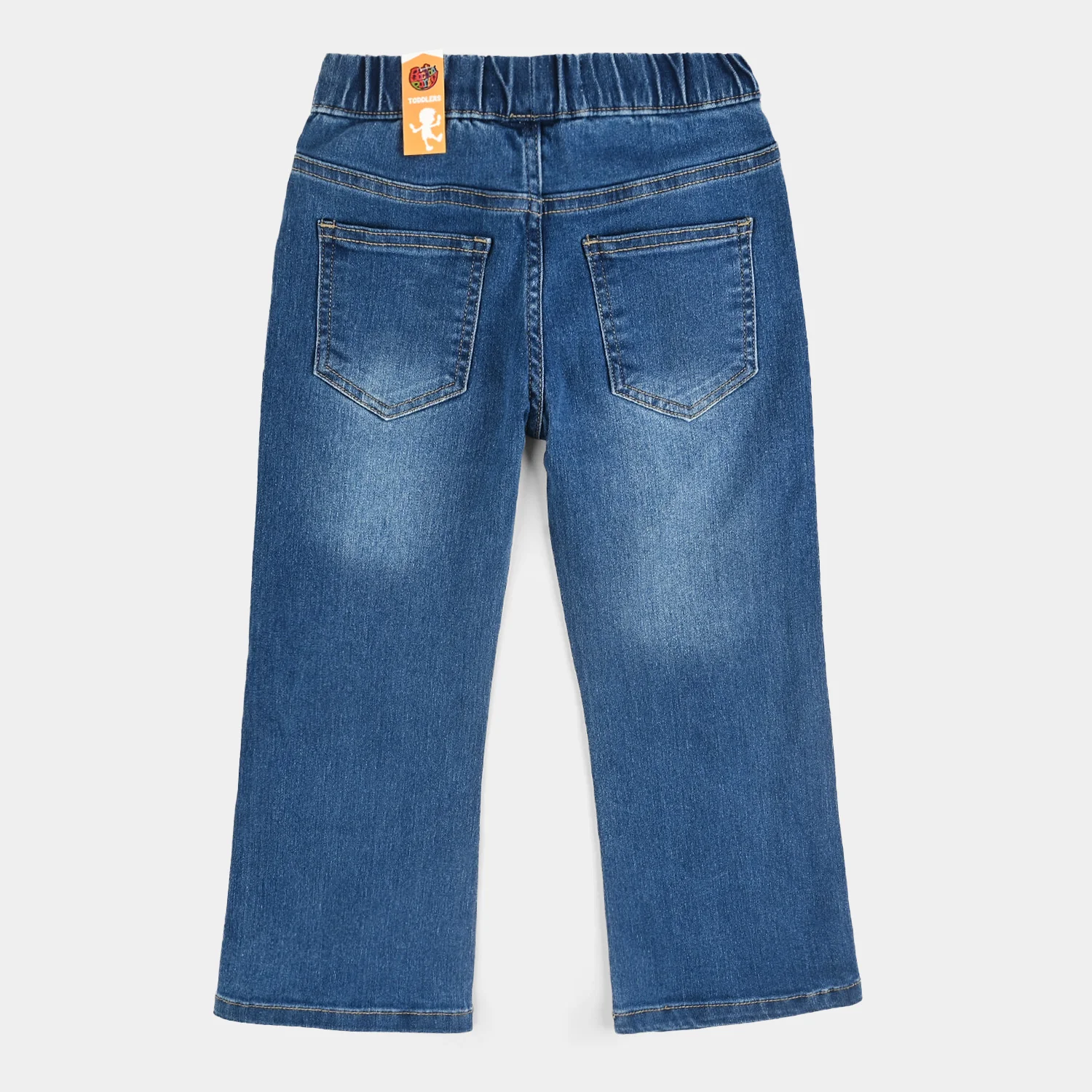 Girls Denim Stretch Jeggings Studded Flared-DARK BLUE - Image 4