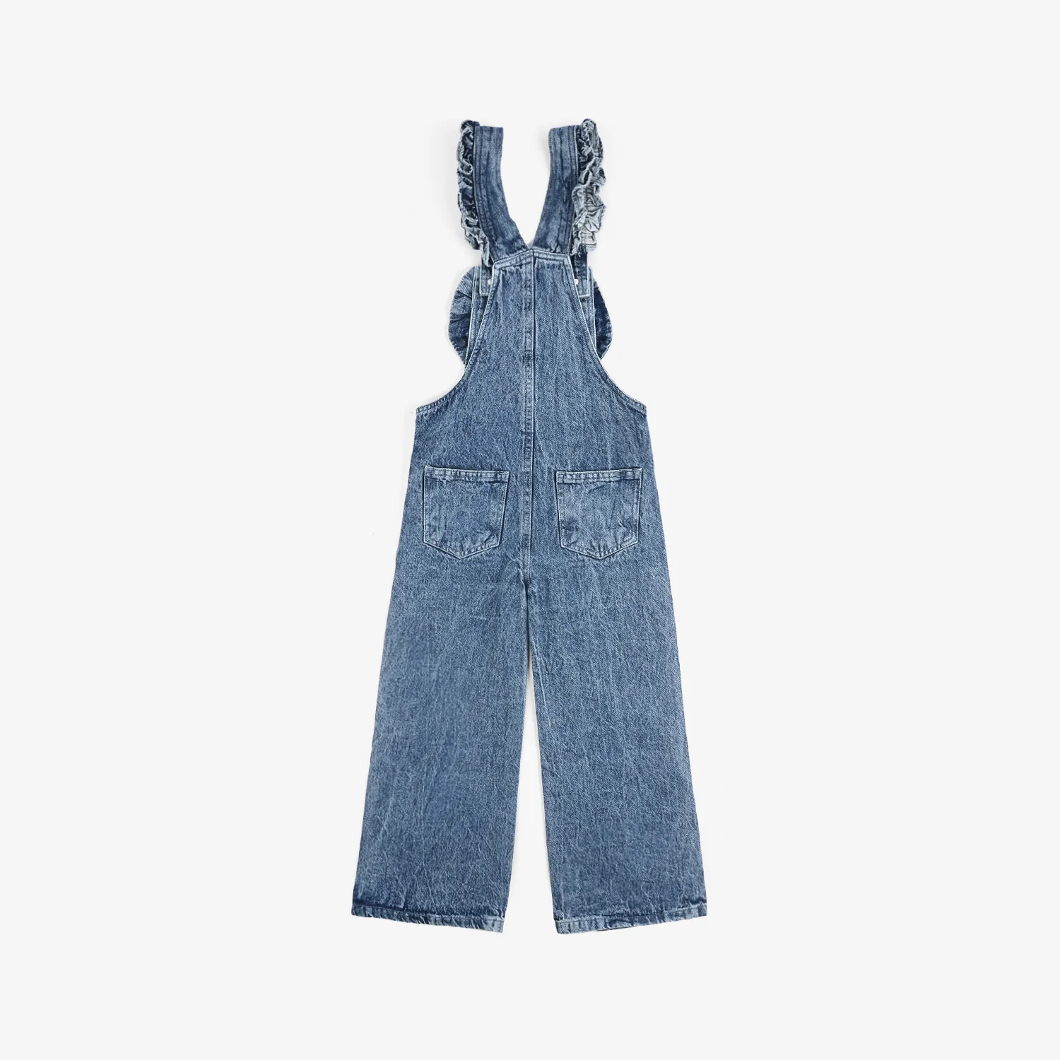 Girls Denim Stretch Dangri Bow-Mid Blue - Image 3