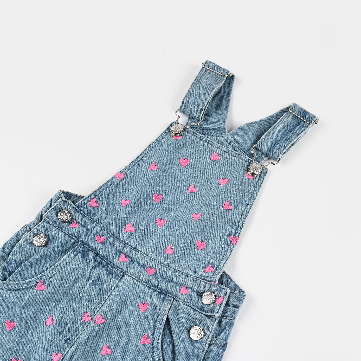 Girls Denim Stretch Dangri Hearts-BLUE - Image 2