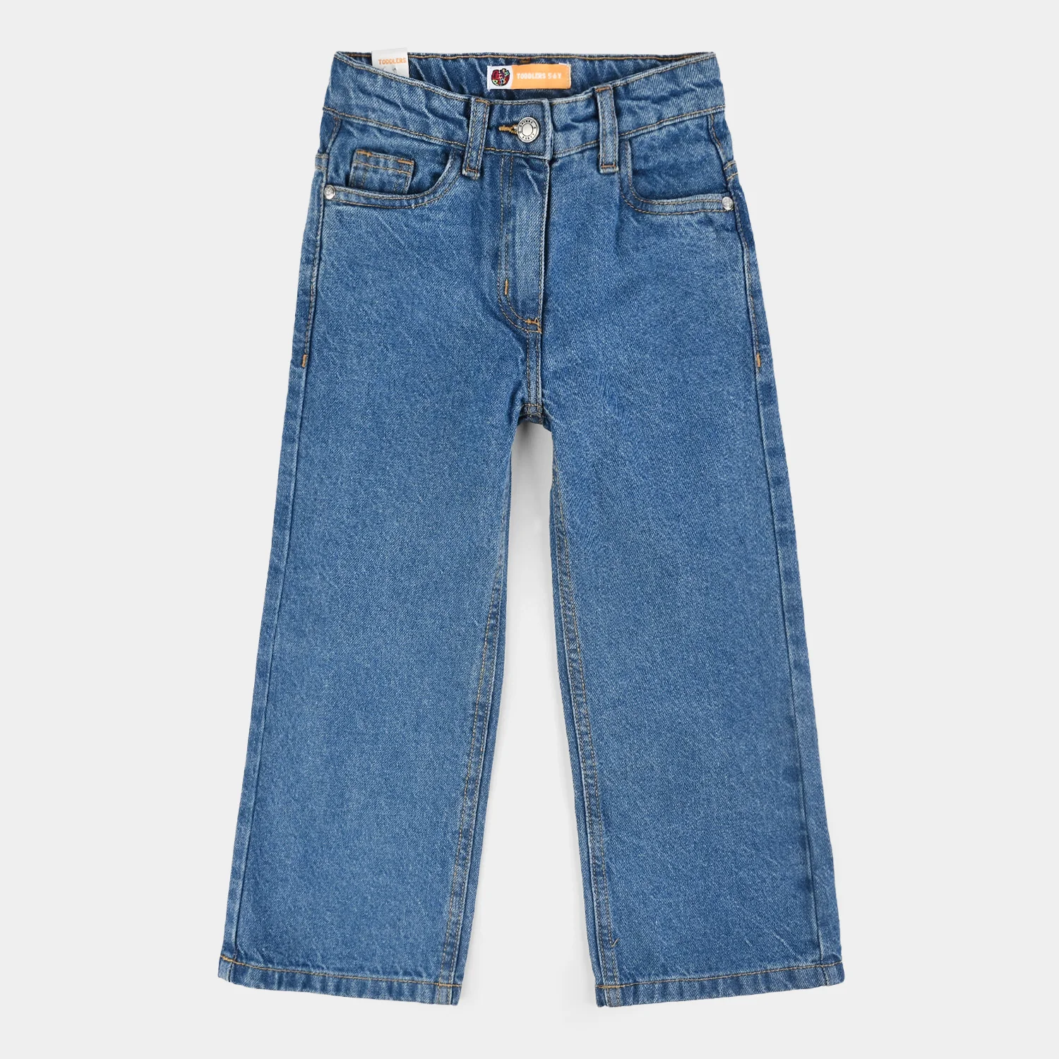 Girls Denim Stretch Pant Basic Culotte-Mid Blue