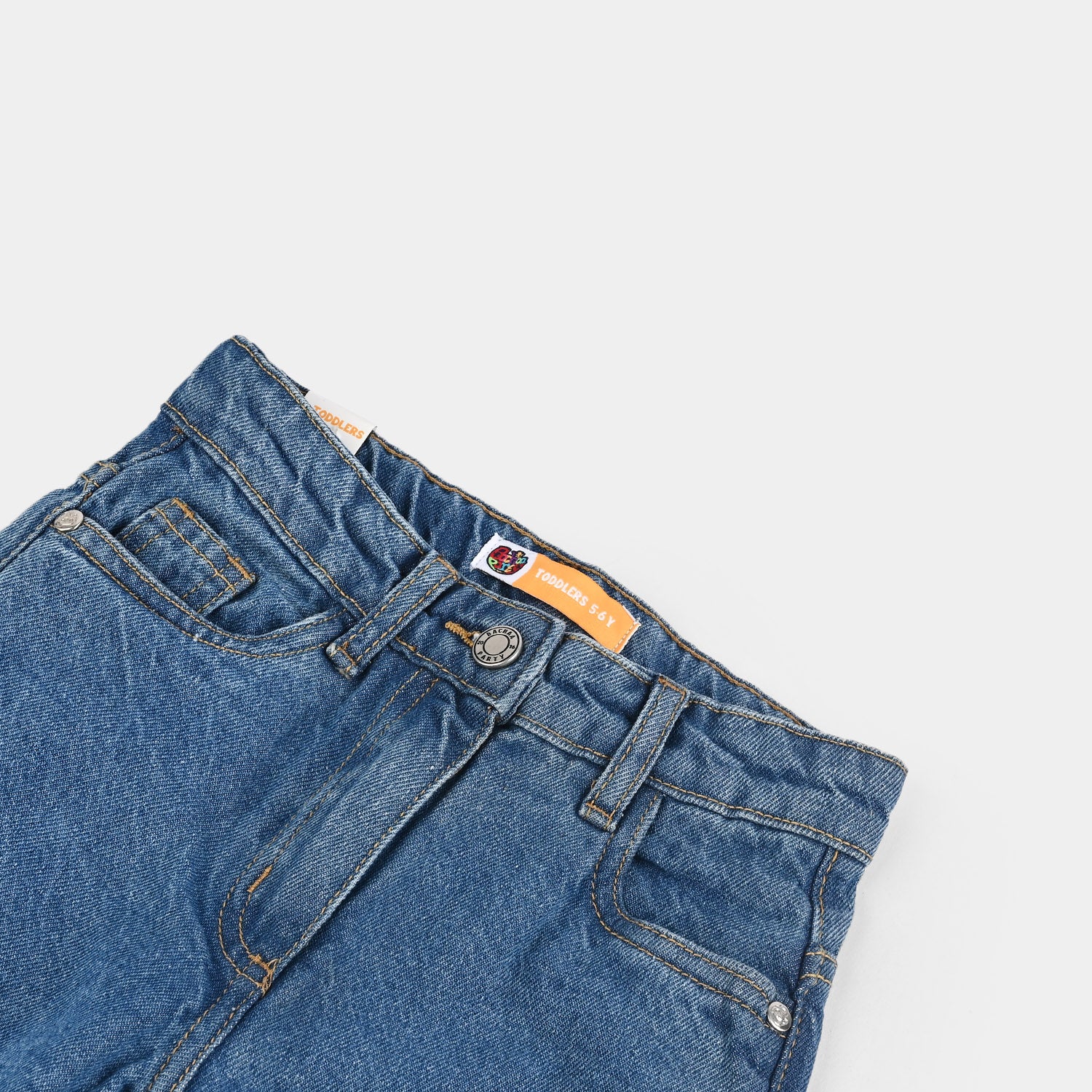 Girls Denim Stretch Pant Basic Culotte-Mid Blue - Image 2