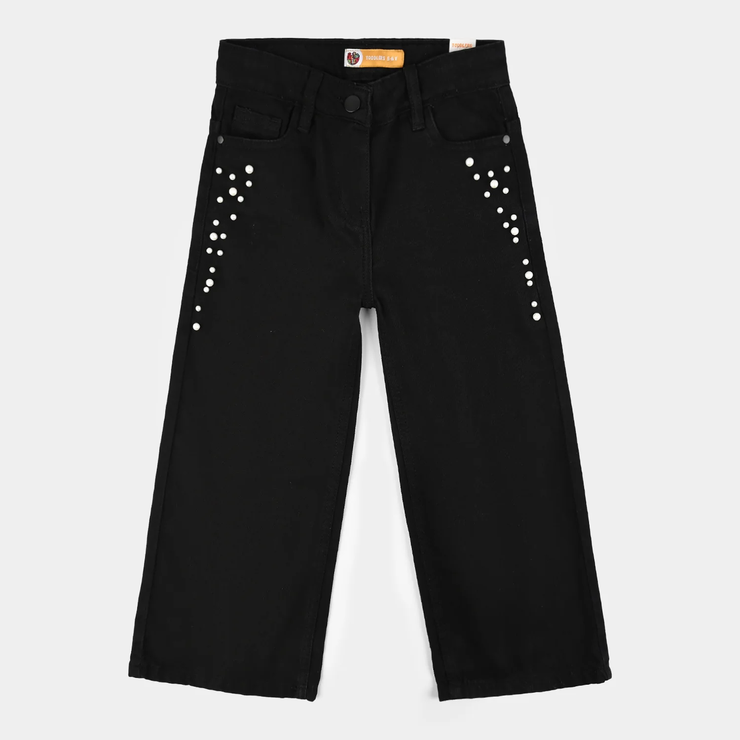 Girls Denim Stretch Straight fit-Pants-BLACK
