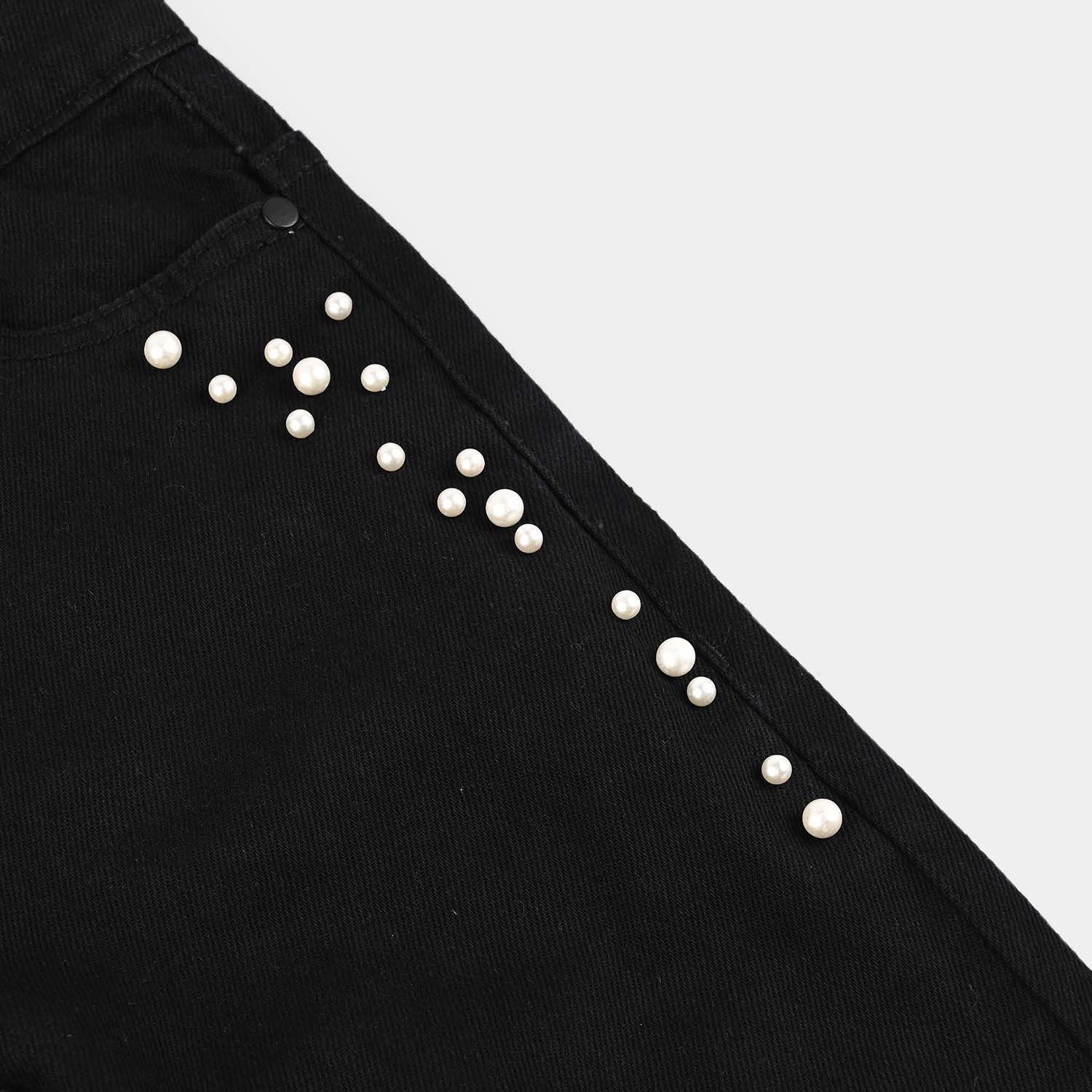 Girls Denim Stretch Straight fit-Pants-BLACK - Image 3