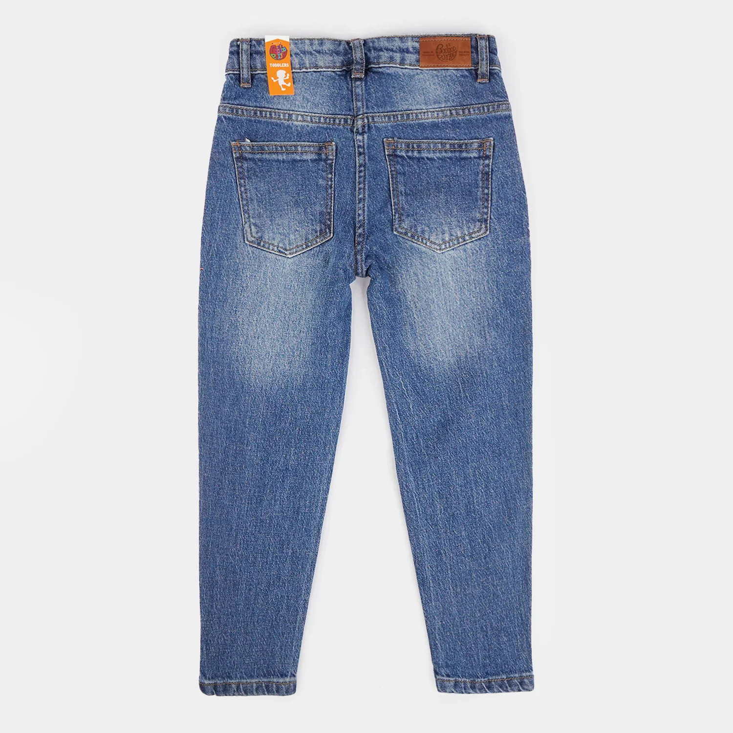 Girls Denim Stretch Pant Side Seams Studs-Mid Blue - Image 4