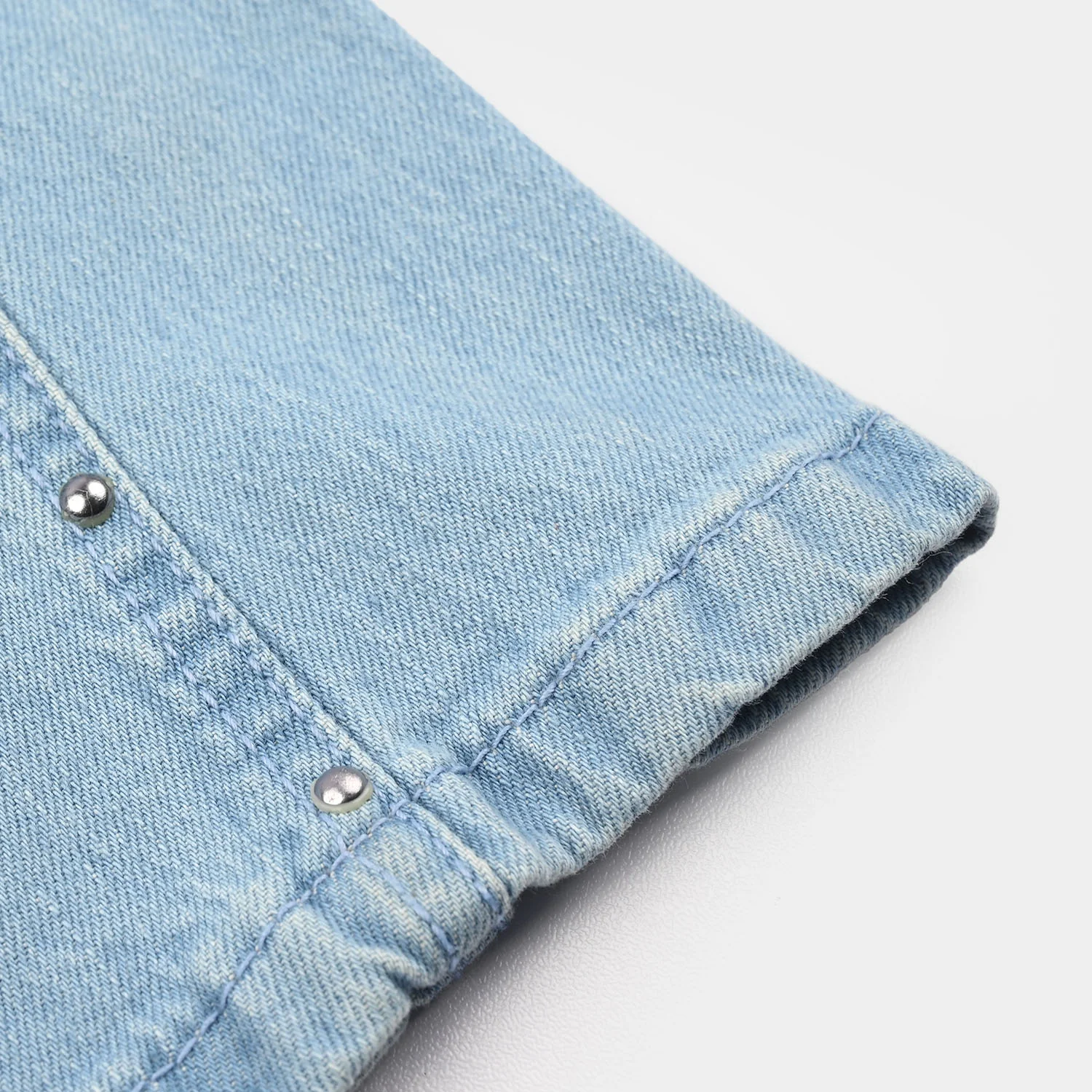 Girls Denim Stretch Pant (Studs Seam) – Light Blue - Image 3