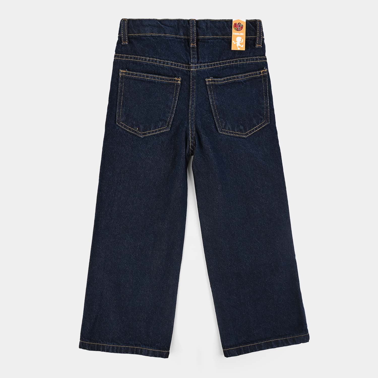 Girls Denim Stretch Pant Wide Leg-DARK BLUE - Image 3