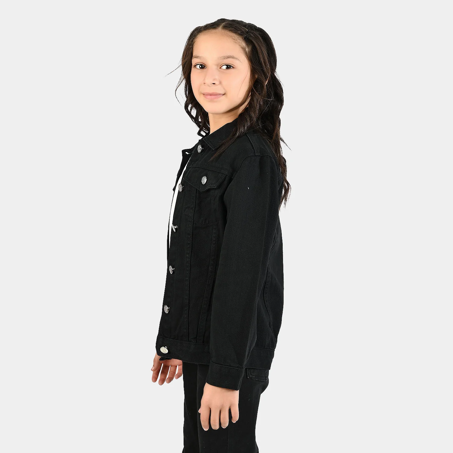 Girls Denim Stretch Woven Jacket Basic-BLACK - Image 4