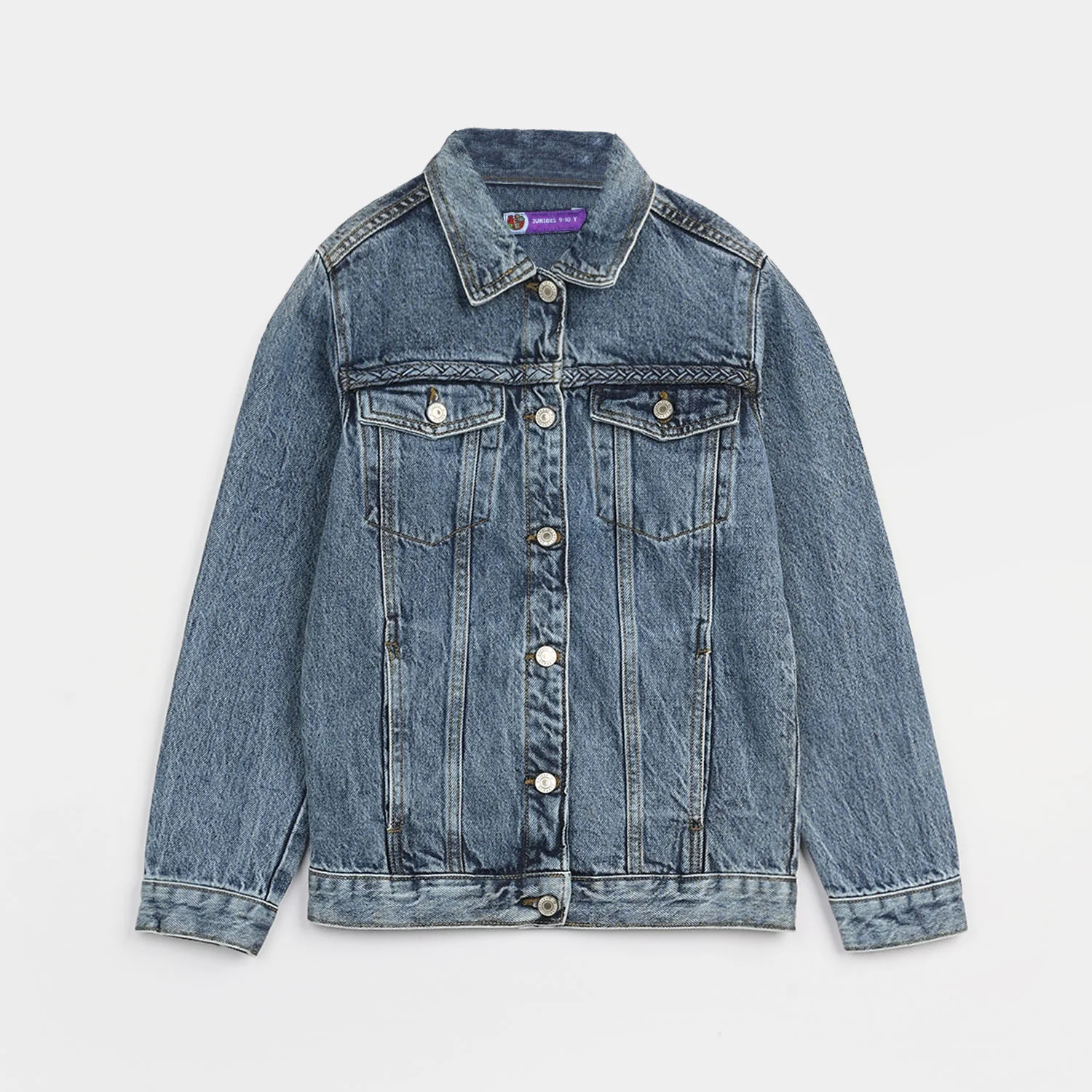 Girls Denim Stretch Woven Jacket Chain-Light Blue - Image 3