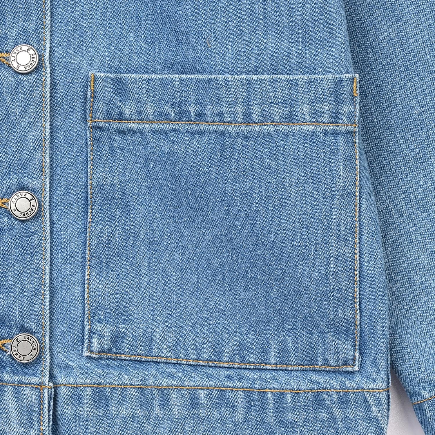 Girls Denim Stretch Woven Jacket Floral-Mid Blue - Image 4