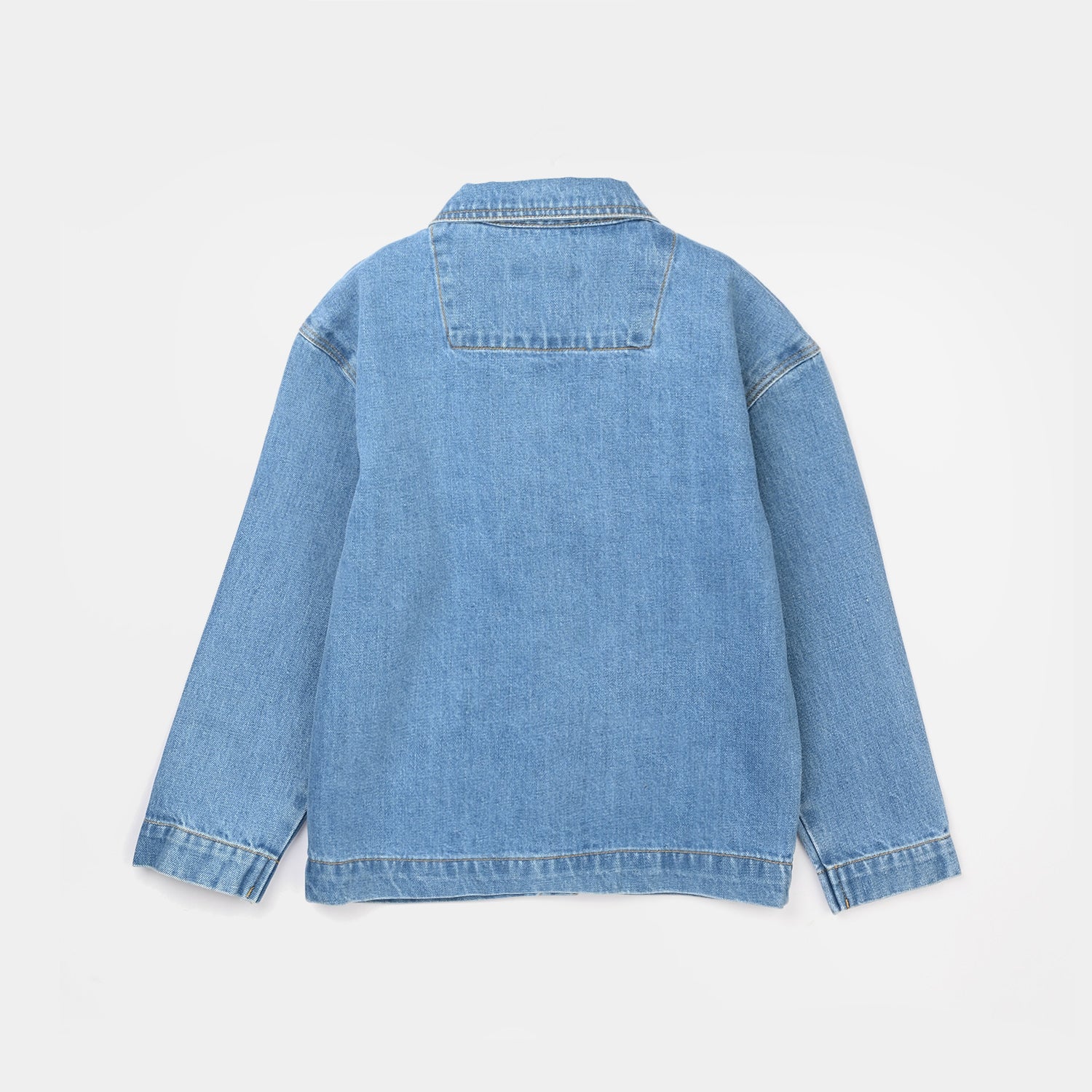 Girls Denim Stretch Woven Jacket Floral-Mid Blue - Image 5