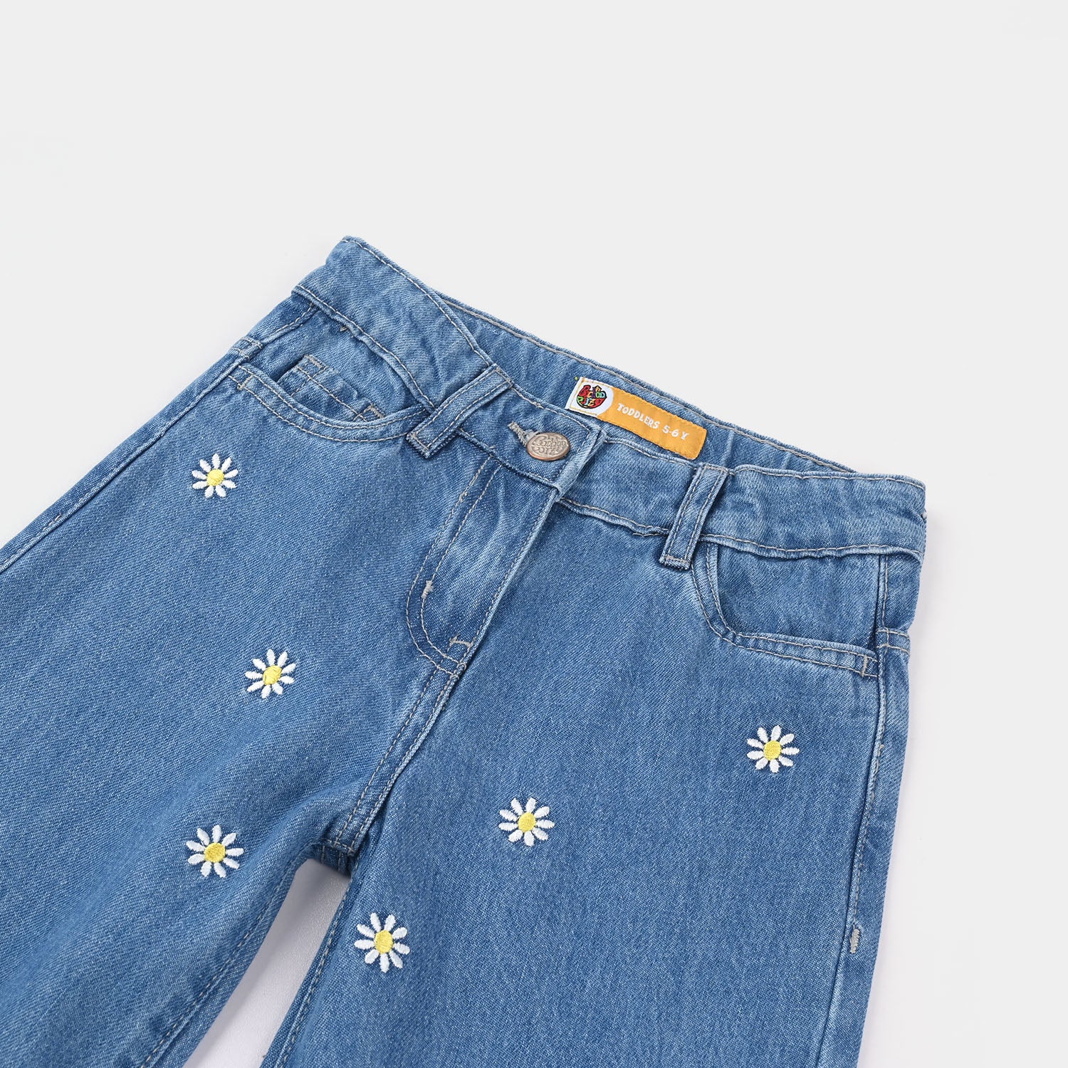 Girls Denim Viscose Pants (Lily) - Mid Blue - Image 2