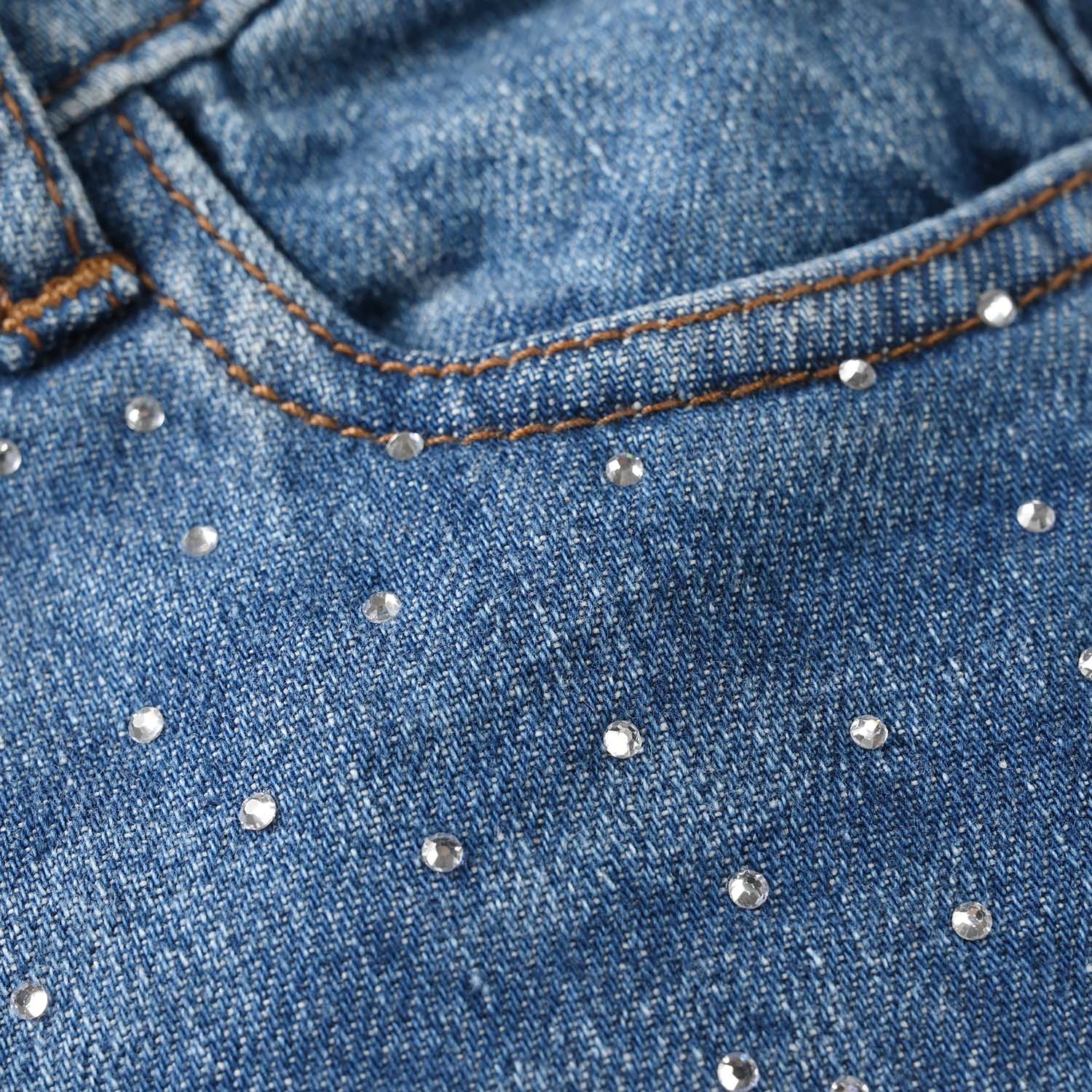 Girls Denim Viscose Pants (Pearl) - Dark Blue - Image 2