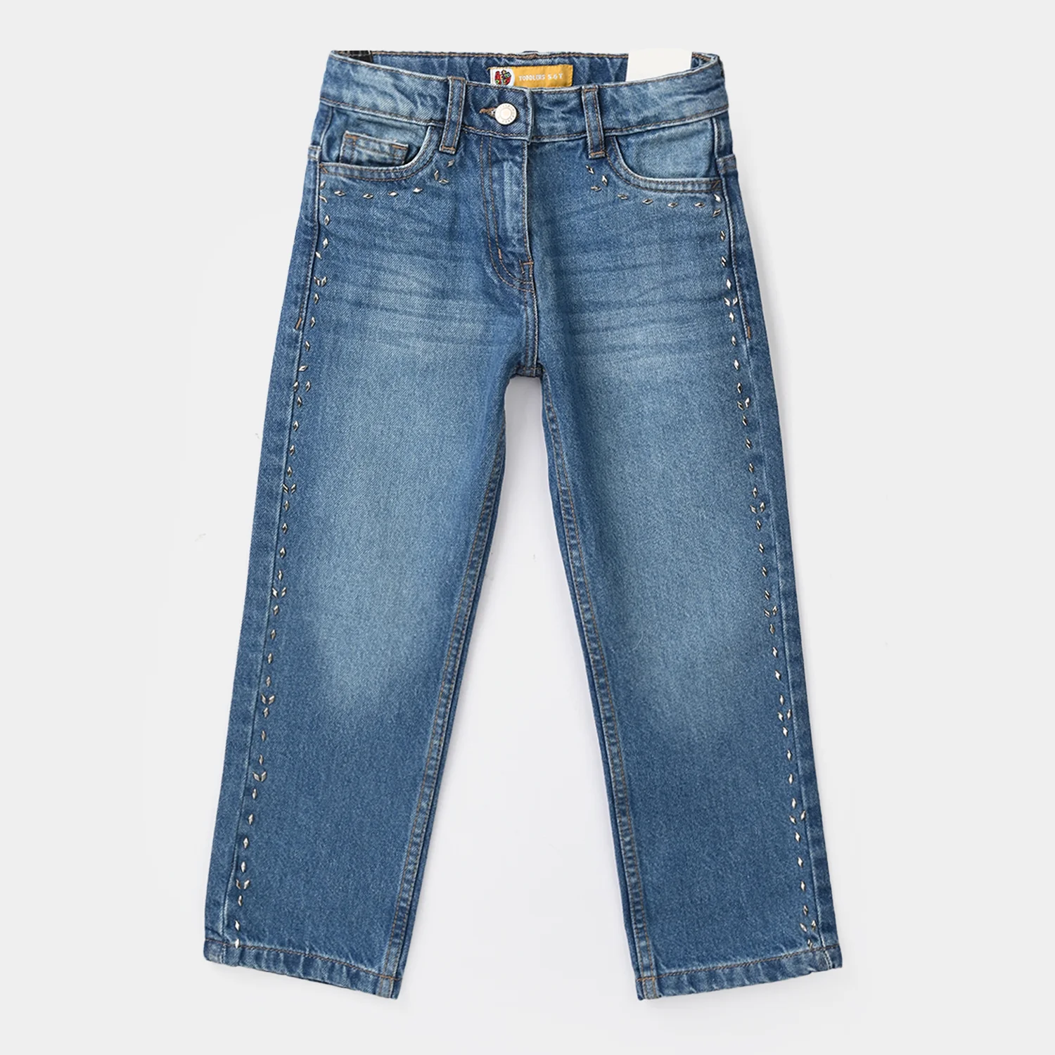 Girls Denim Viscose Pants - Mid Blue