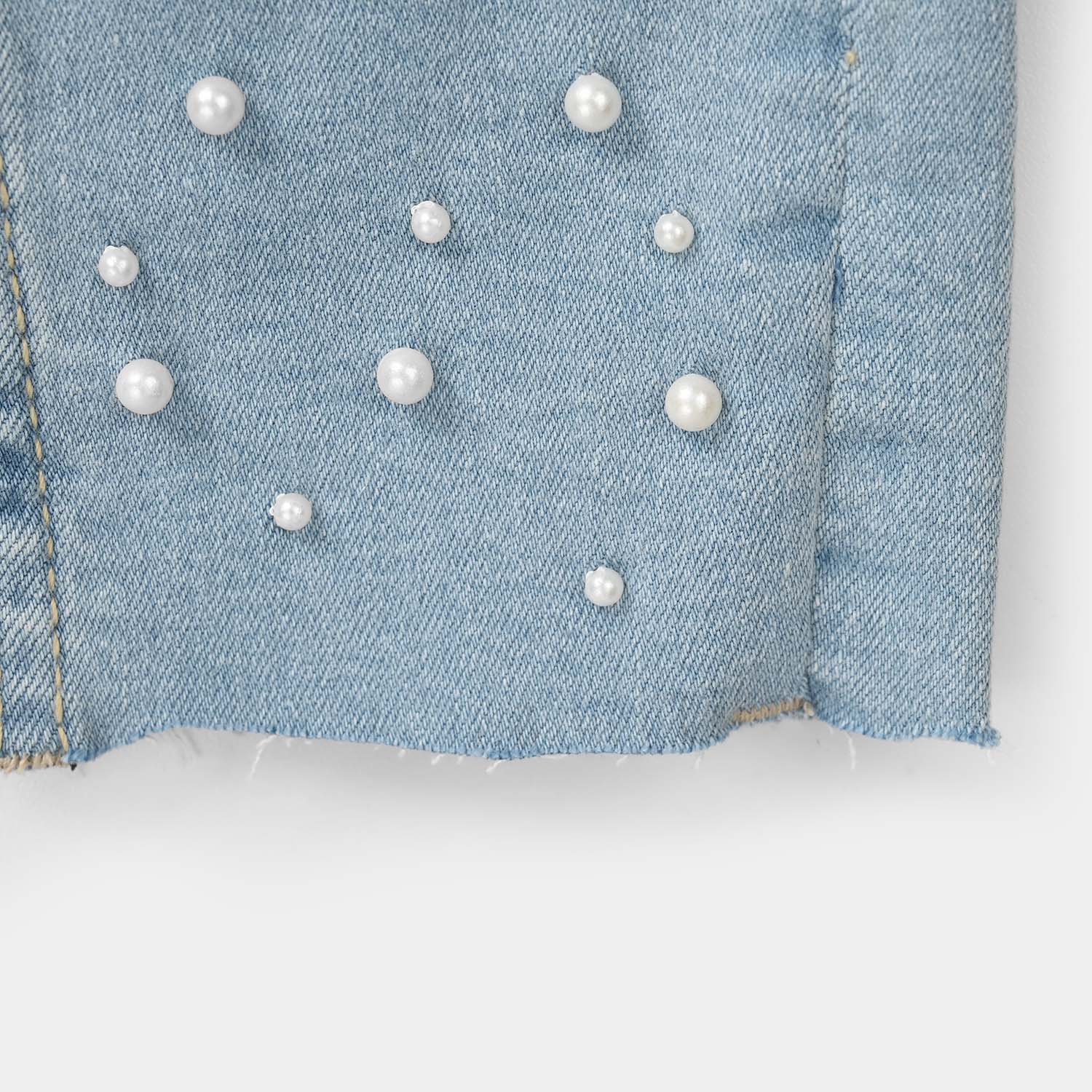 Girls Denim Viscose Pants Raw Pearl - Light Blue - Image 2