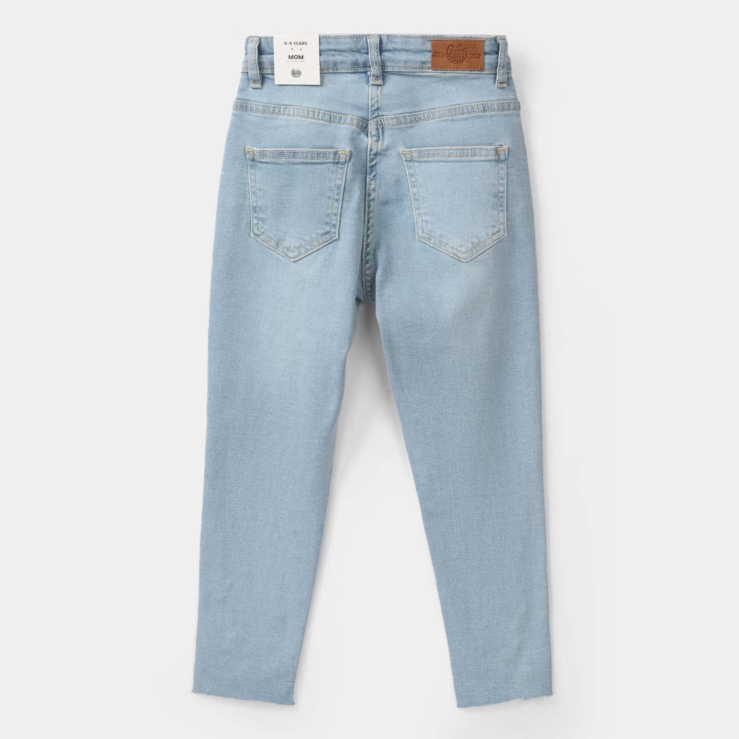 Girls Denim Viscose Pants Raw Pearl - Light Blue - Image 3