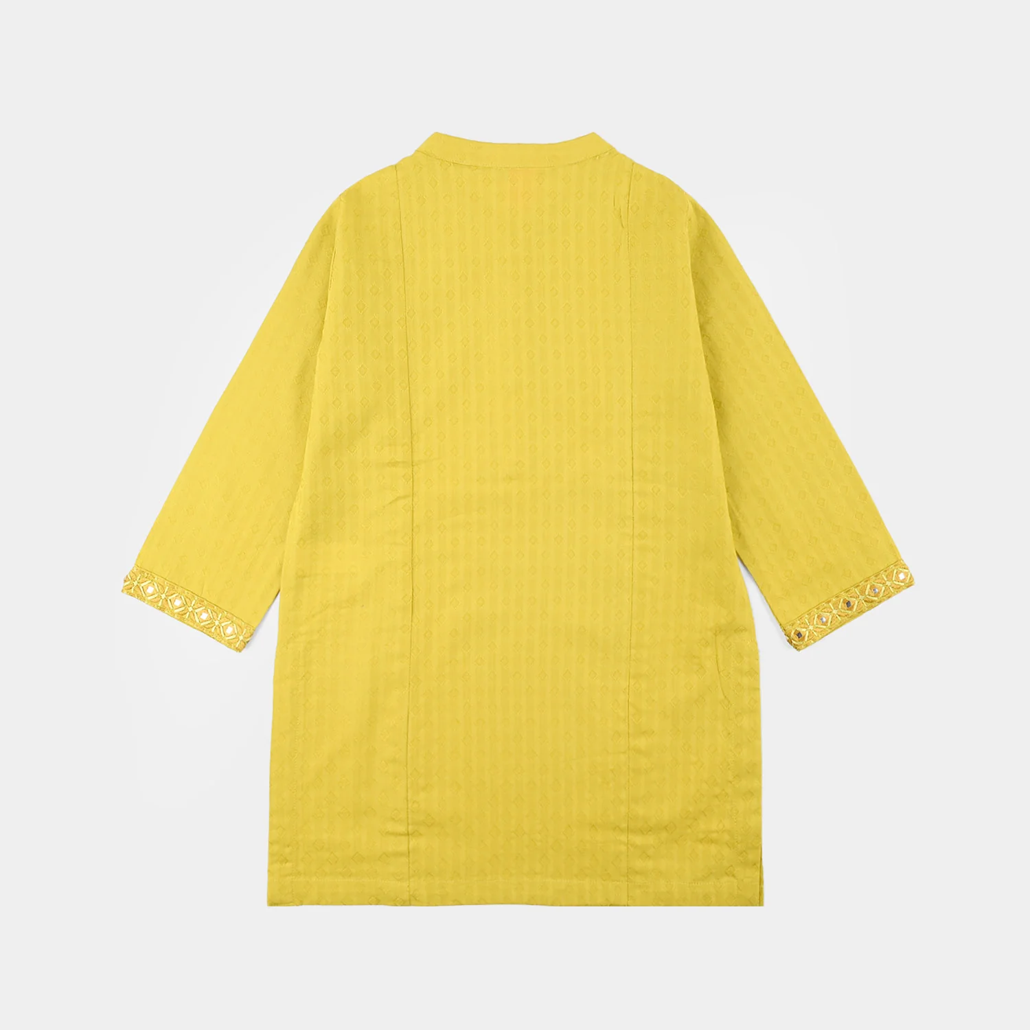 Girls Jacquard Embroidered Kurti (Roshan) – Yellow - Image 9