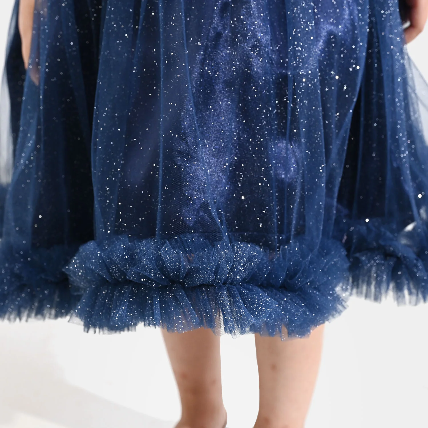 Girls Net Fancy Frock Shiny – Navy - Image 7
