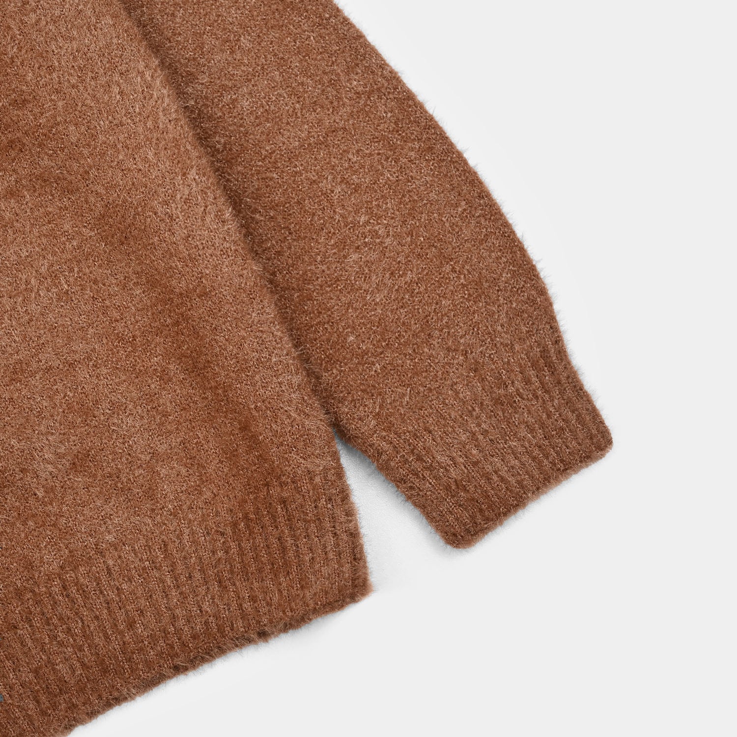 Girls Feather yarn Sweater-BROWN - Image 3
