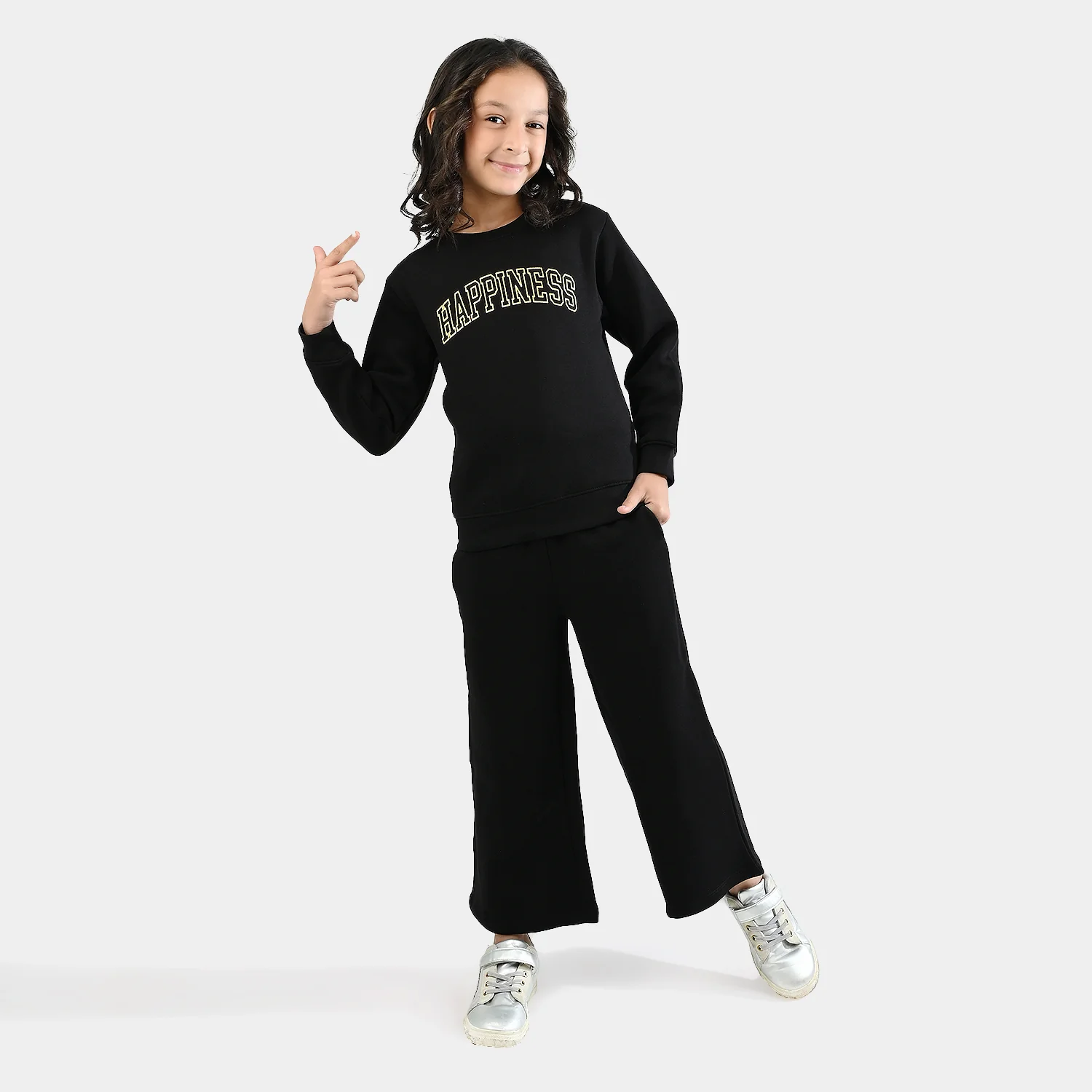 Girls Fleece 2 Piece Suit - Black - Image 3