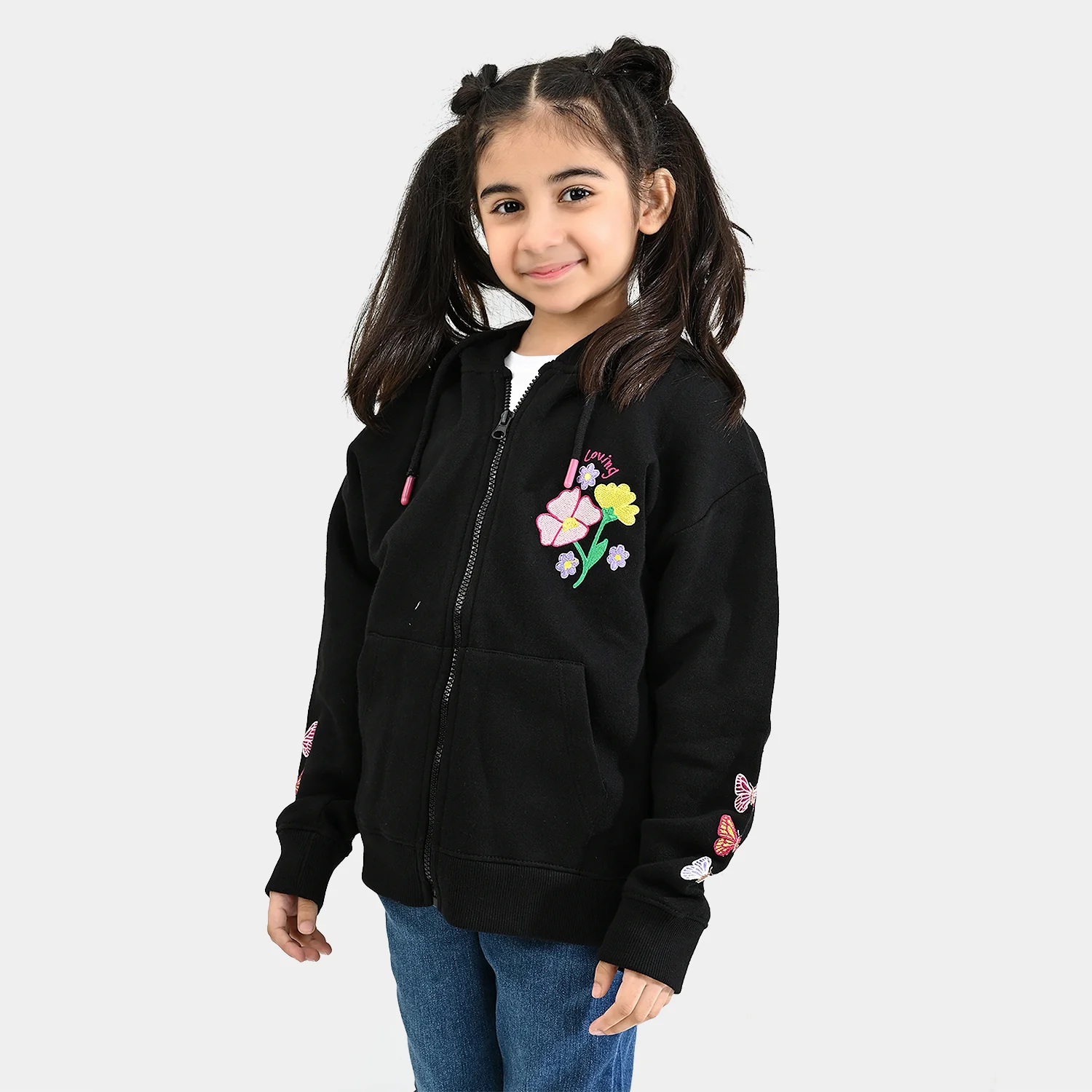 Girls Fleece Jacket LOVING-BLACK