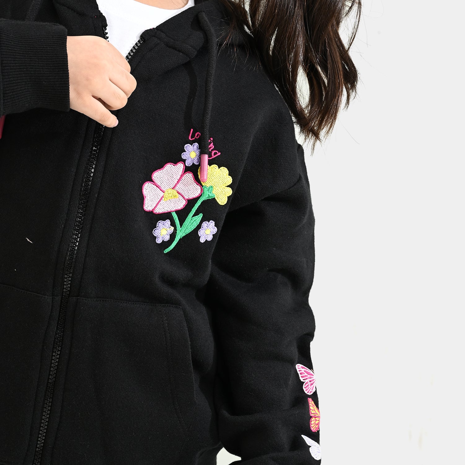 Girls Fleece Jacket LOVING-BLACK - Image 2