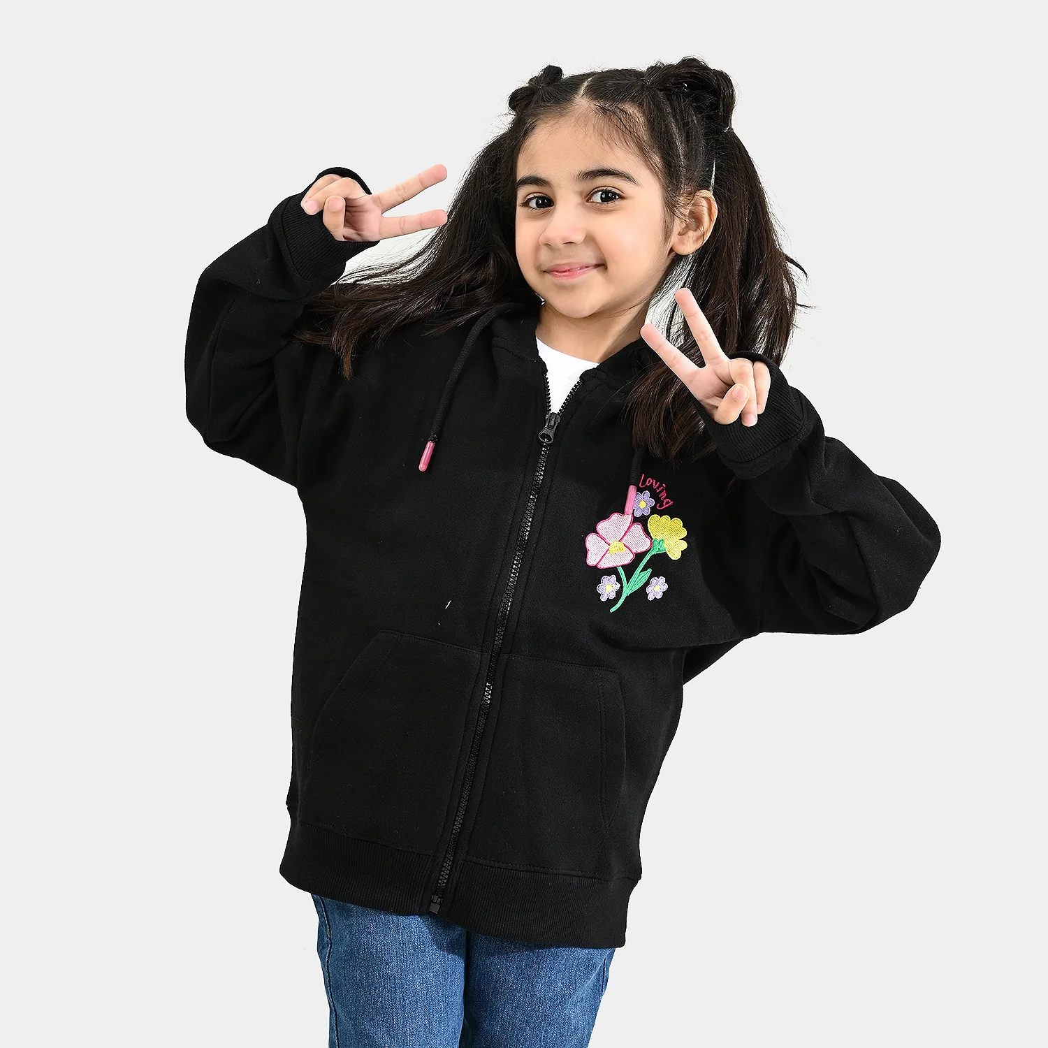 Girls Fleece Jacket LOVING-BLACK - Image 3