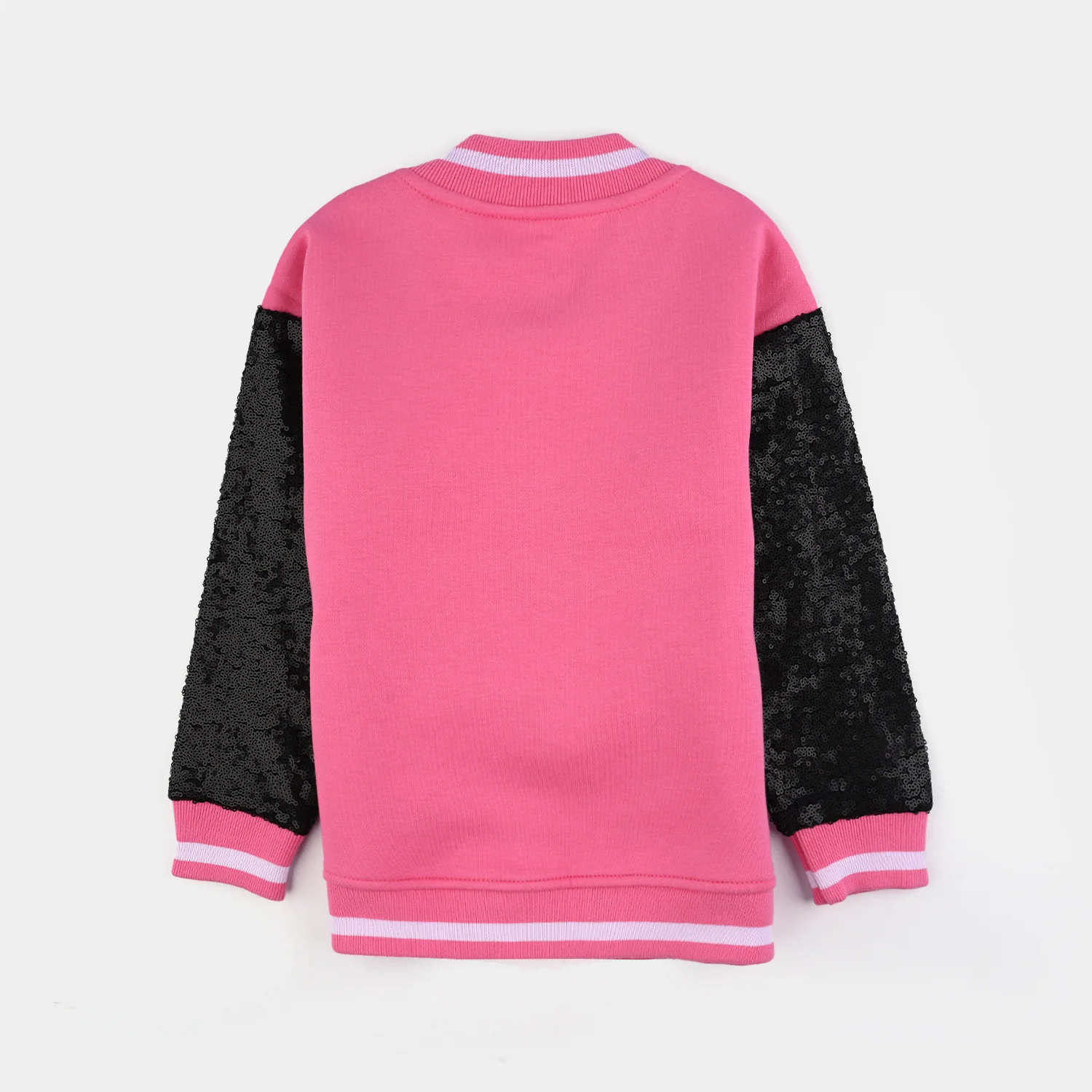 Girls Fleece Knitted Bomber - Pink - Image 3
