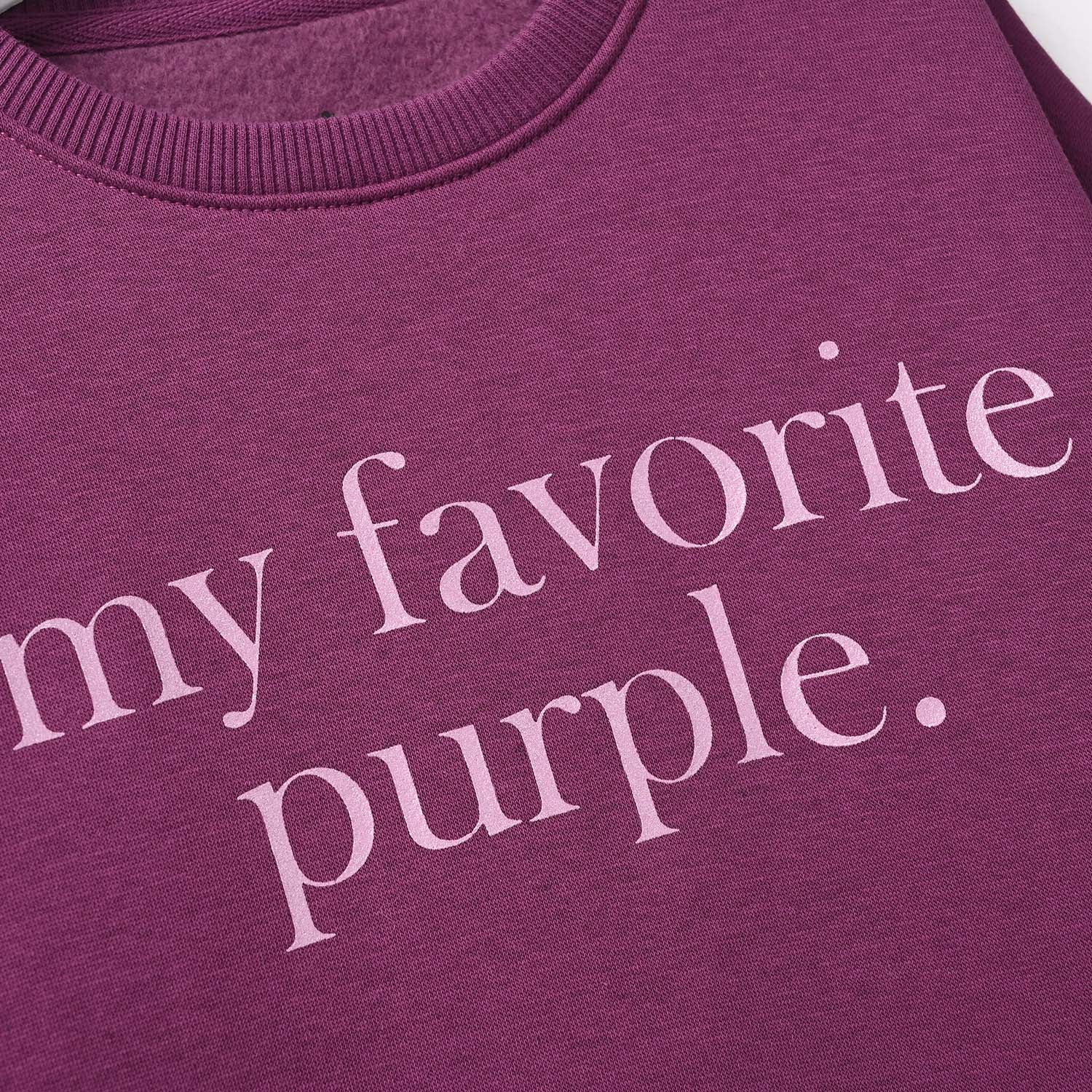 Girls Fleece Sweatshirt Favorite Purple-Dark Purple - Image 2