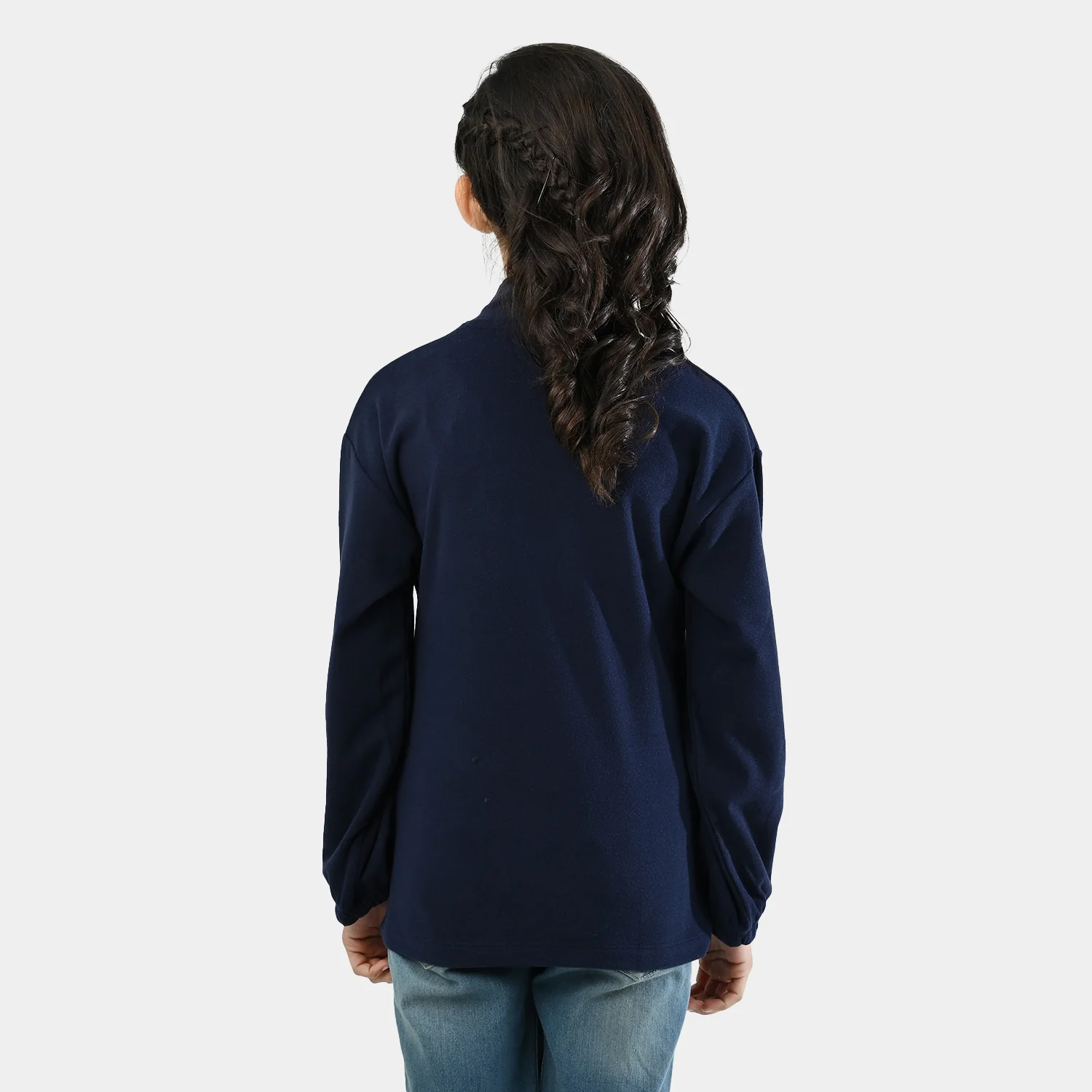 Girls Fleece Sweatshirt Blooming with Love-NAVY - Image 6