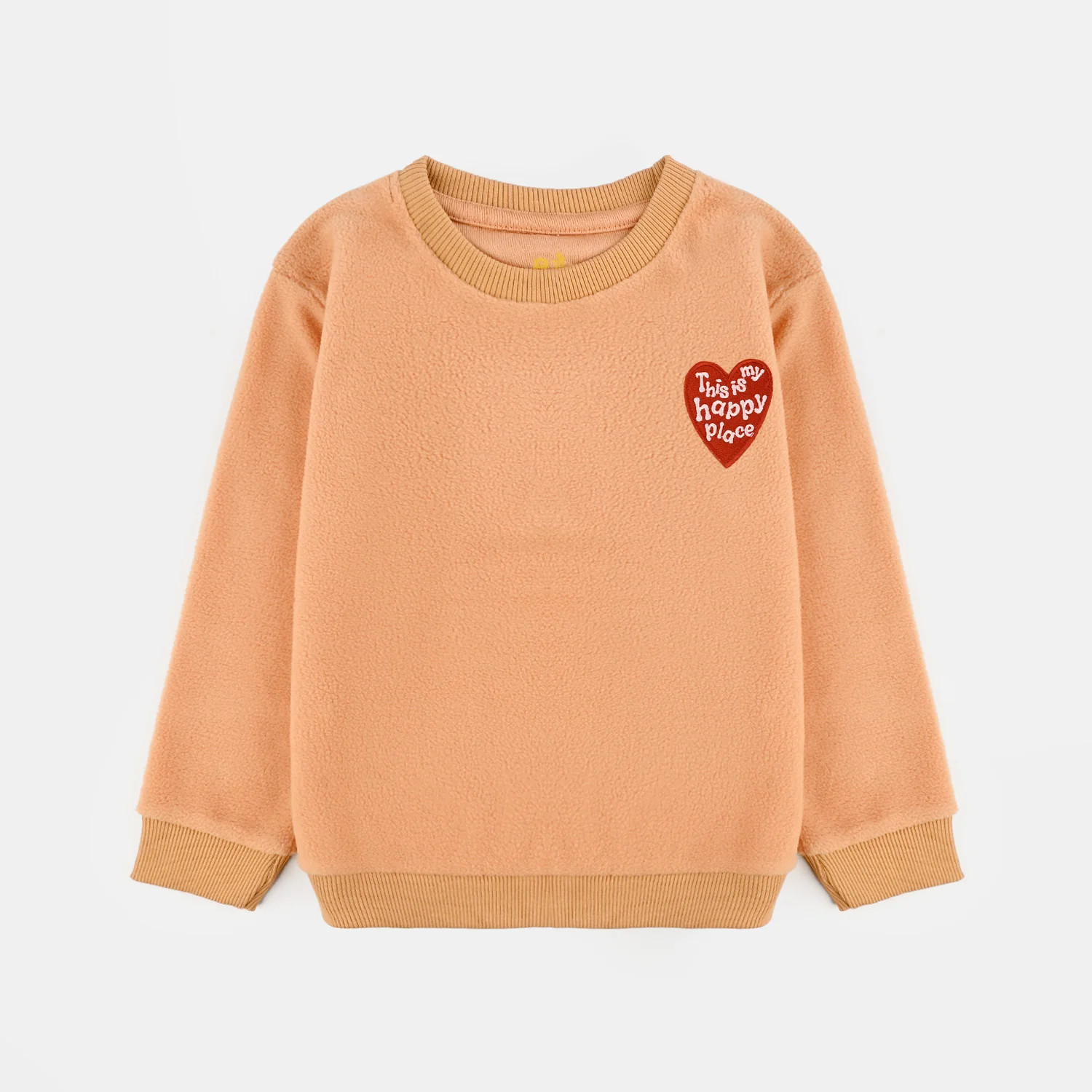 Girls Fleece Sweatshirt HAPPY PLACE-ORANGE