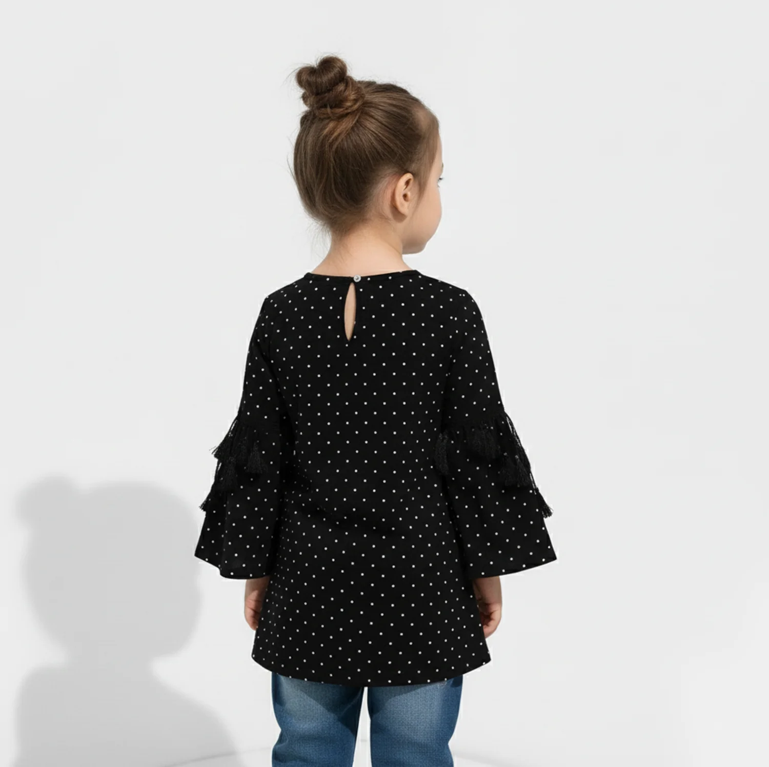Girls Georgette Casual Top Black Star Dust - Image 3