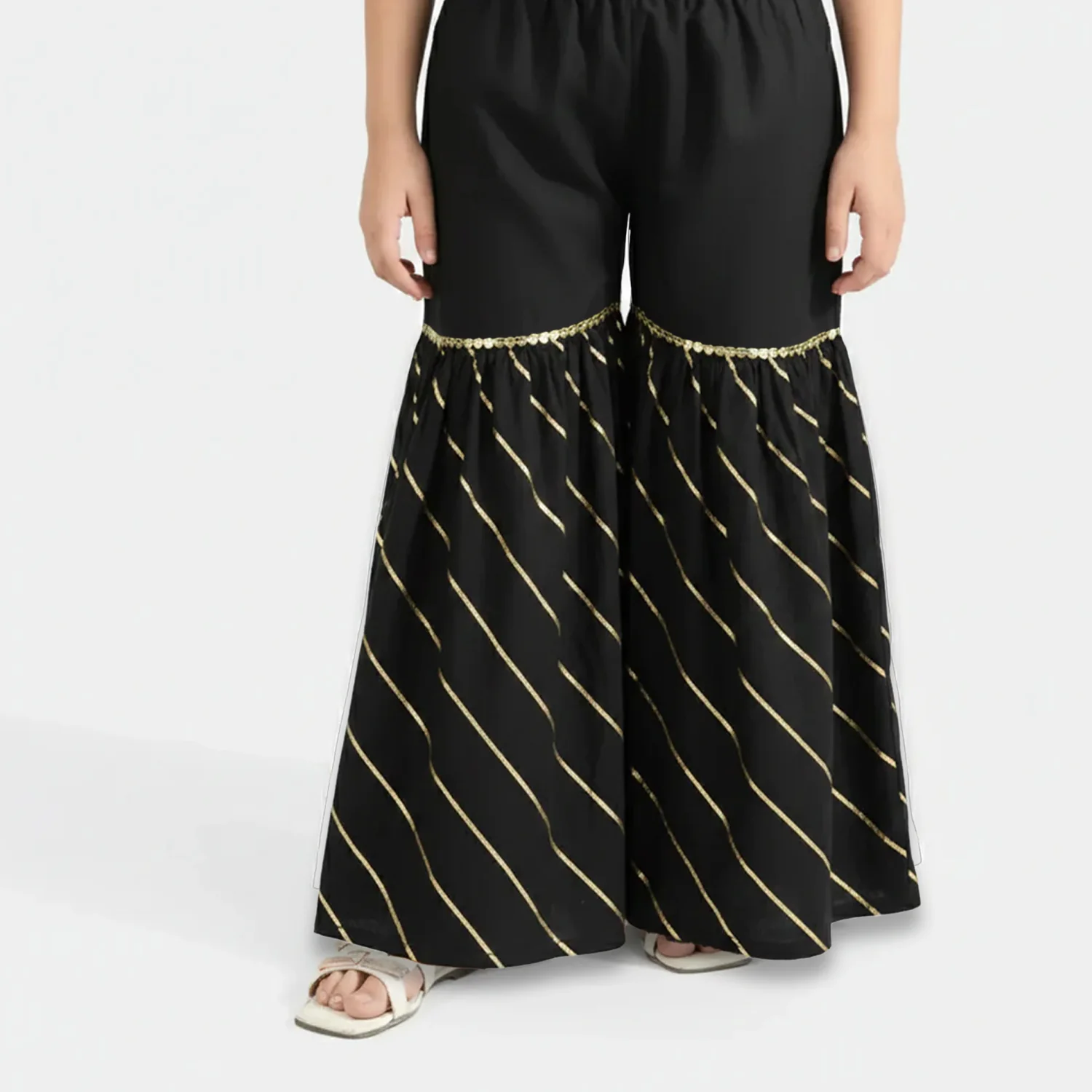 Girls Gharara Chata Patti - Black