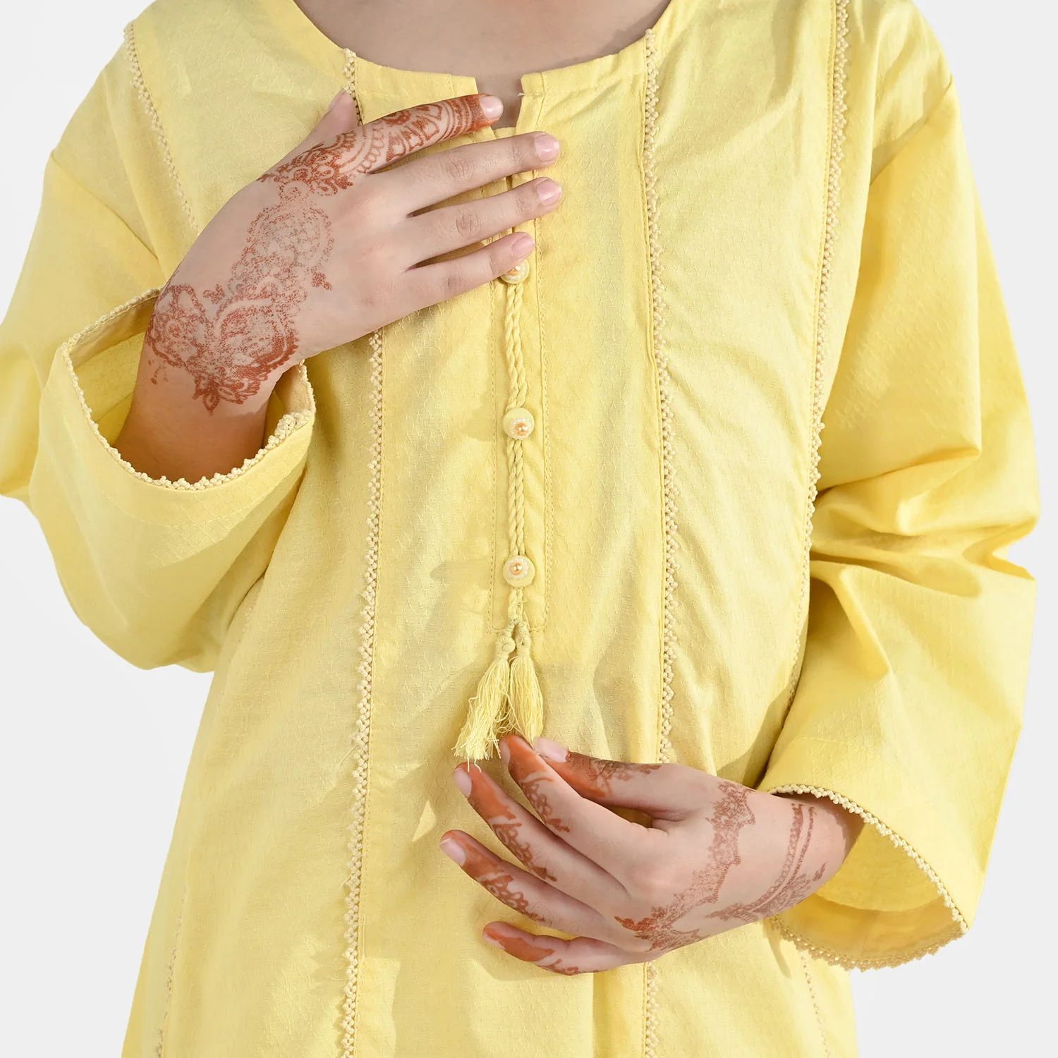 Girls Jacquard 2-Piece Set – Yellow - Image 2