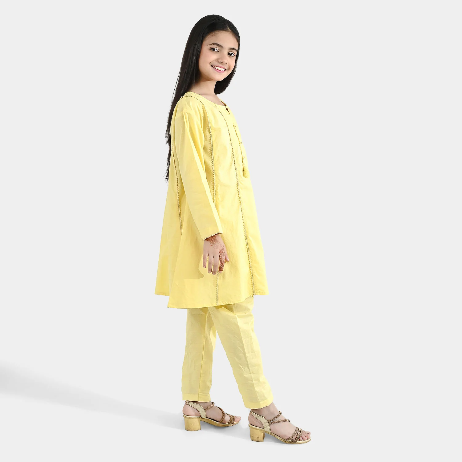 Girls Jacquard 2-Piece Set – Yellow - Image 3