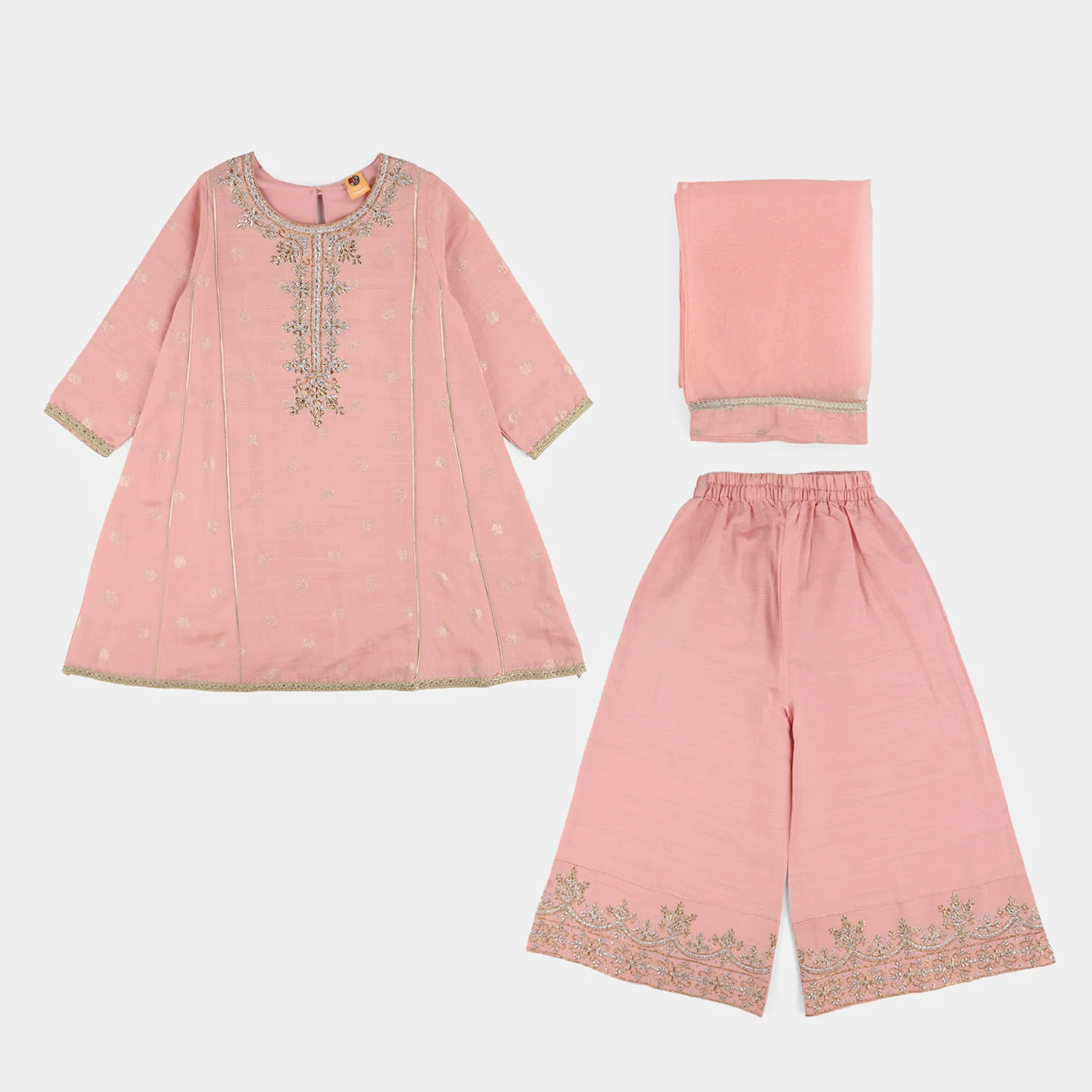 Girls Jacquard 3Pcs Jewel -Peach
