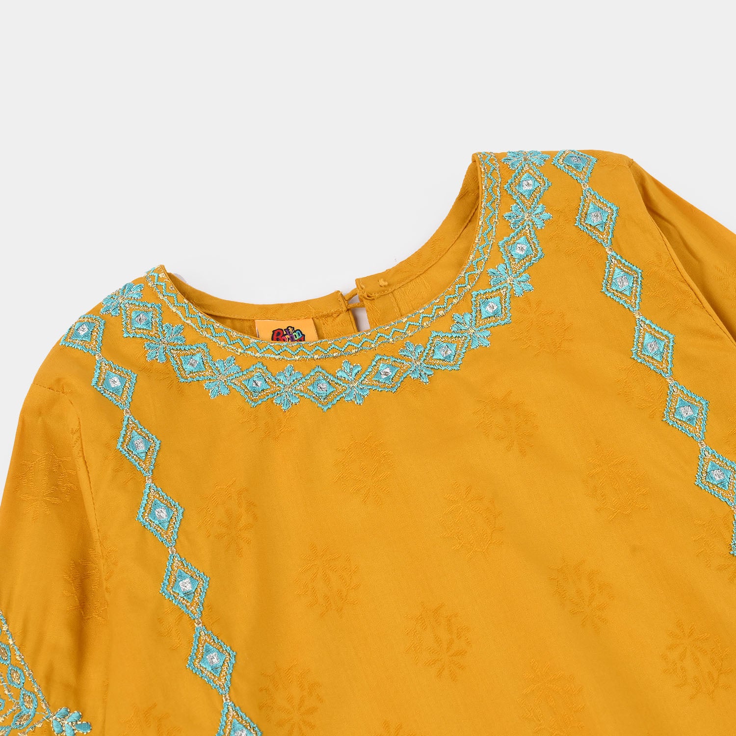 Girls Jacquard 3Pcs (Noor) - Mustard - Image 8