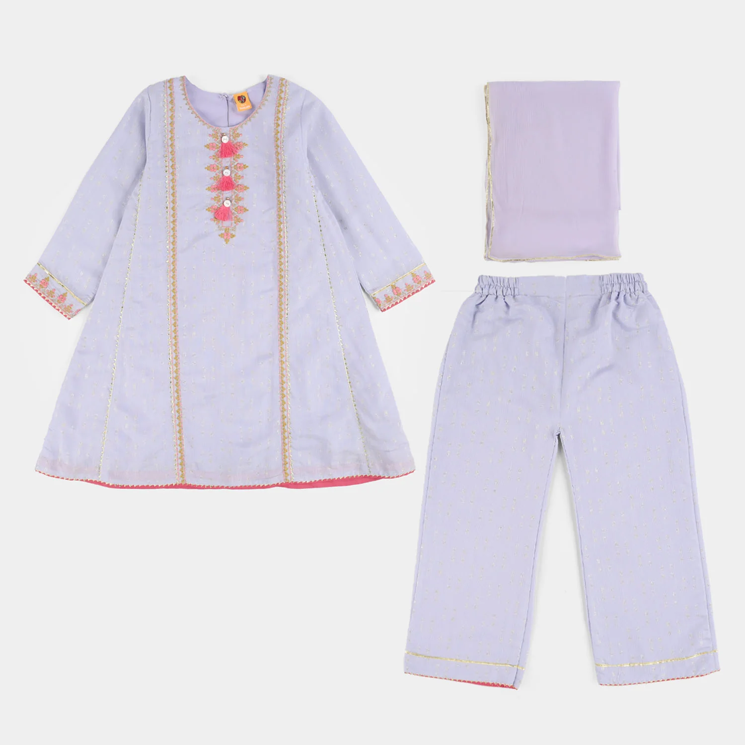 Girls Jacquard 3Ps Mahay Rang-Lilac