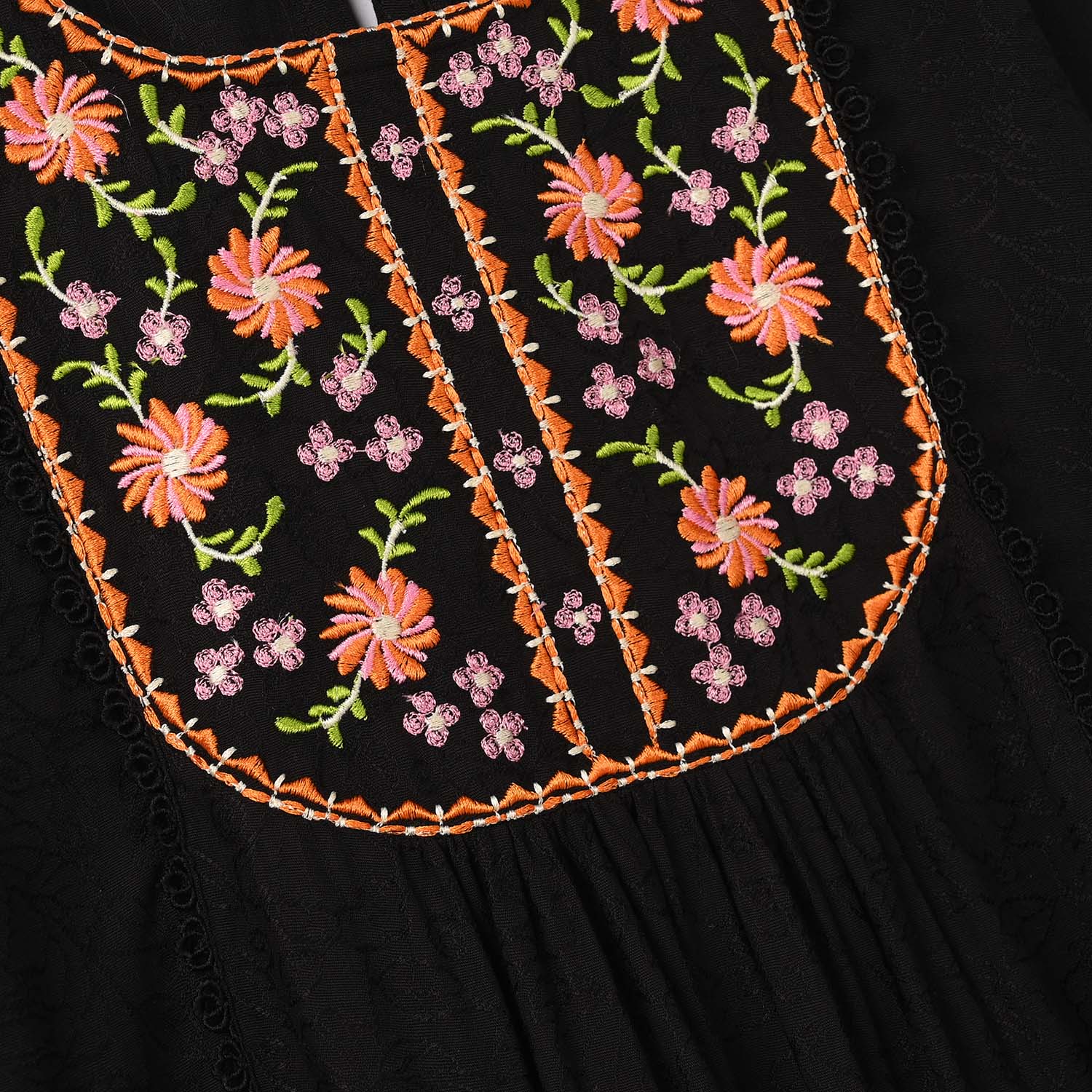 Girls Jacquard Embroidered Kurti (Rango Ki Rani) - Black - Image 7
