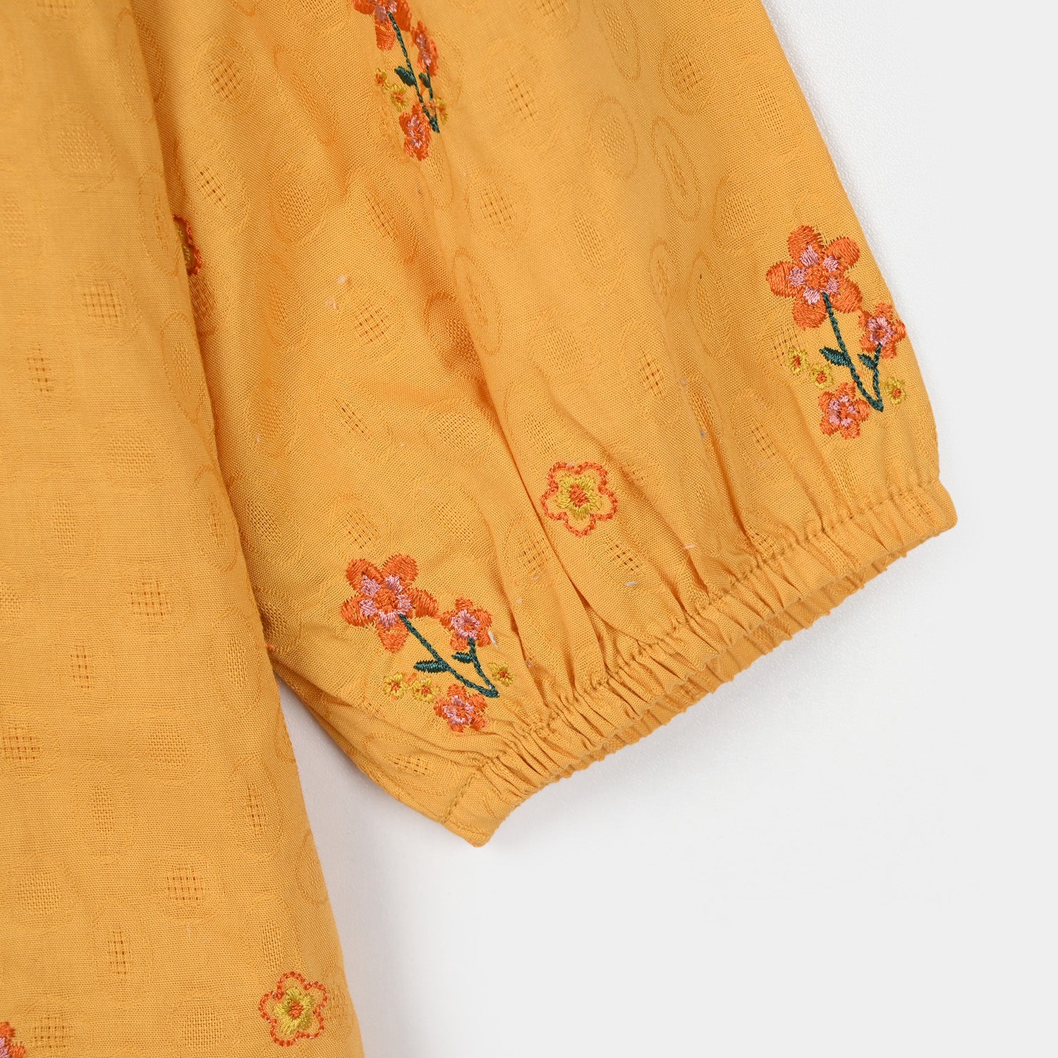 Girls Jacquard Embroidered Top (Honey) - Yellow - Image 3