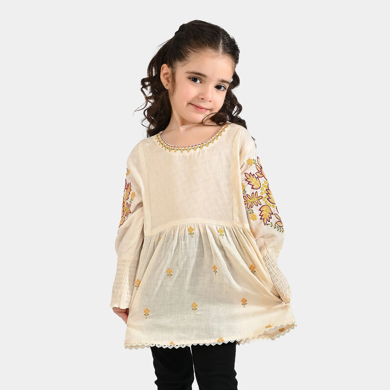 Girls Jacquard Emb Top White Smoking-WHITE - Image 2