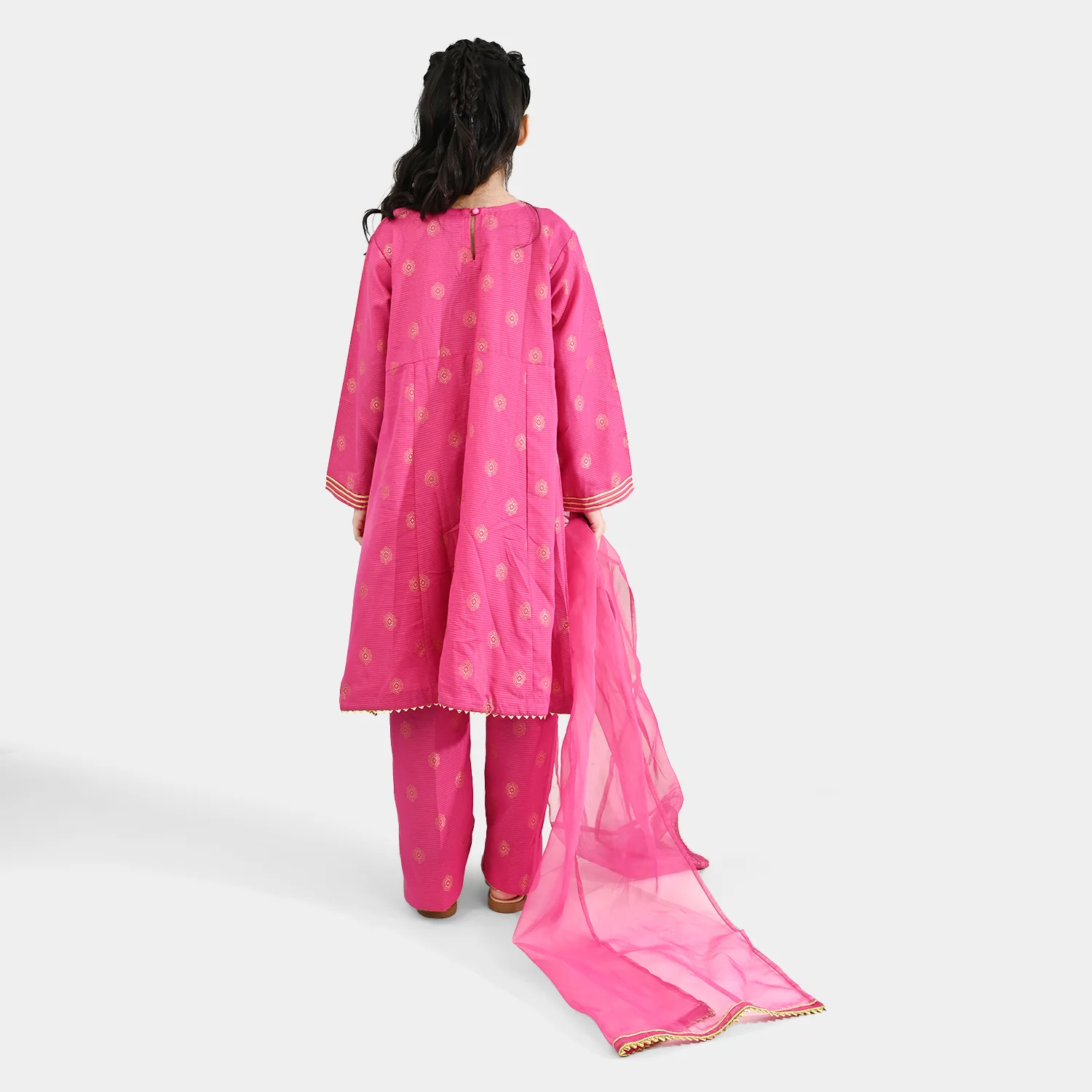 Girls Jacquard Fancy 3Pcs Heer - Magenta/pink - Image 5