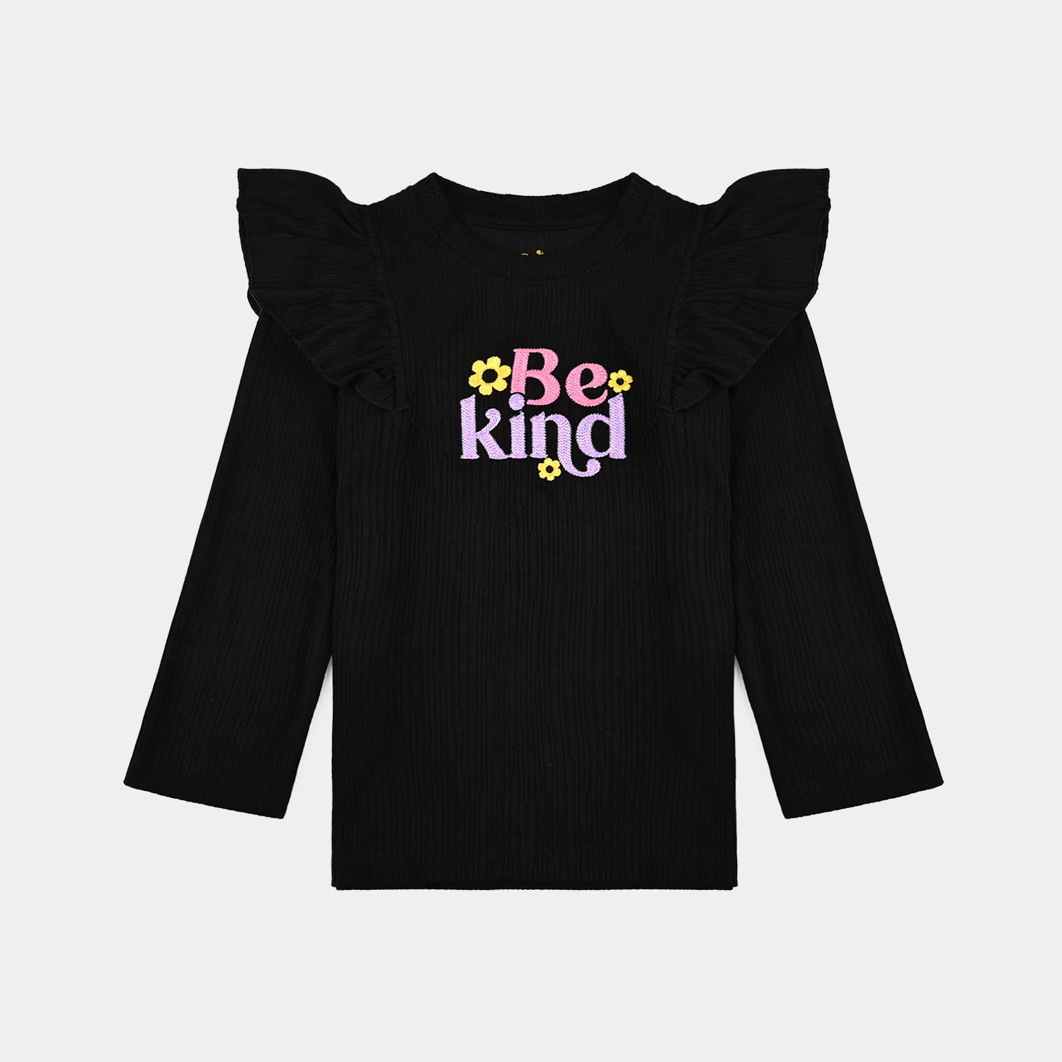 Girls Jacquard T-Shirt - BLACK