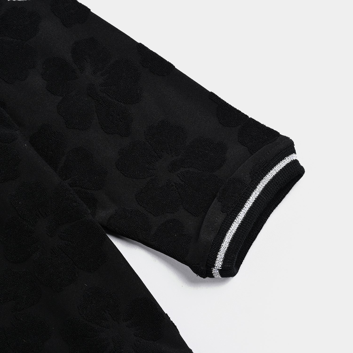 Girls Jacquard T-Shirt F/S BLACK FLOWER FABRIC - BLACK - Image 3