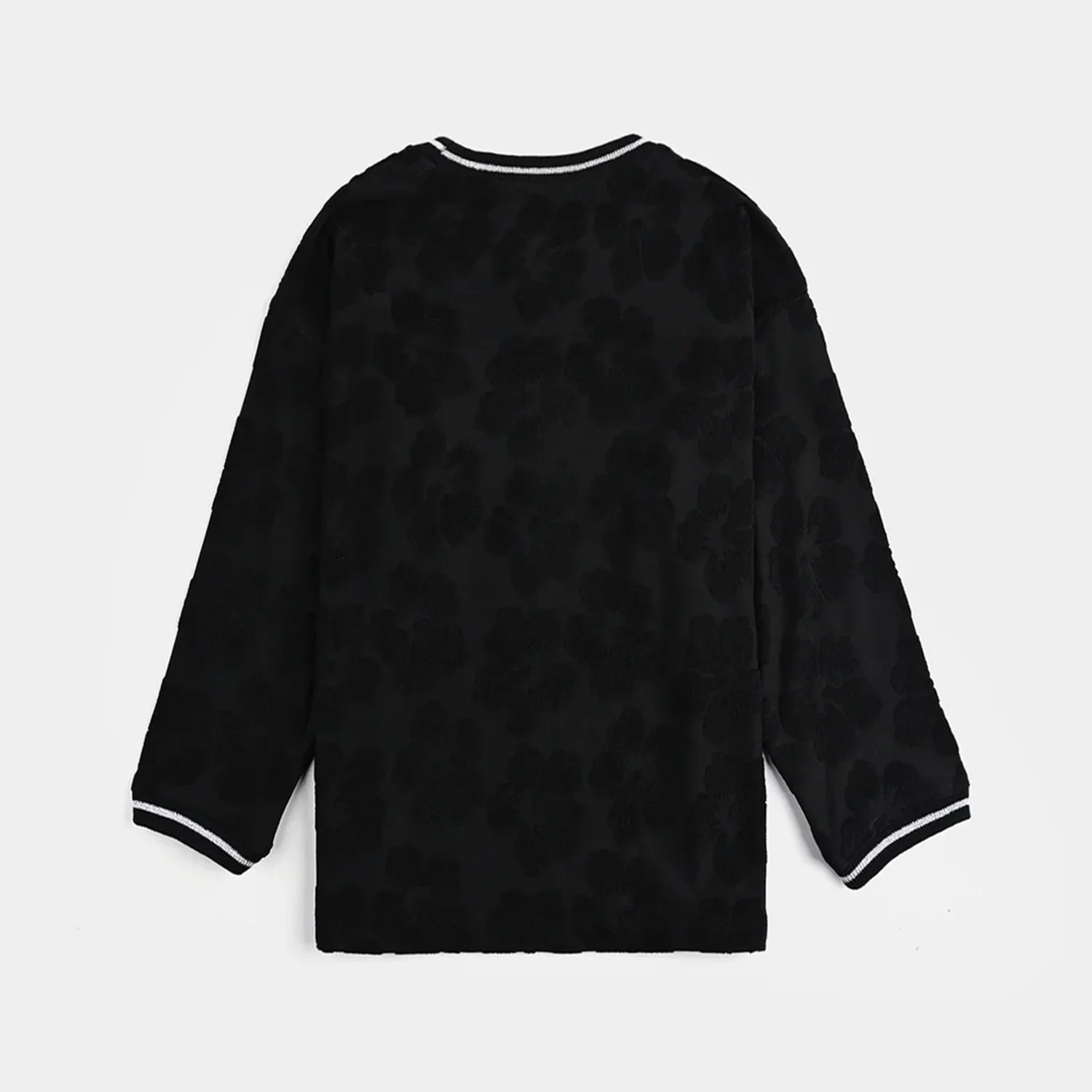 Girls Jacquard T-Shirt F/S BLACK FLOWER FABRIC - BLACK - Image 4