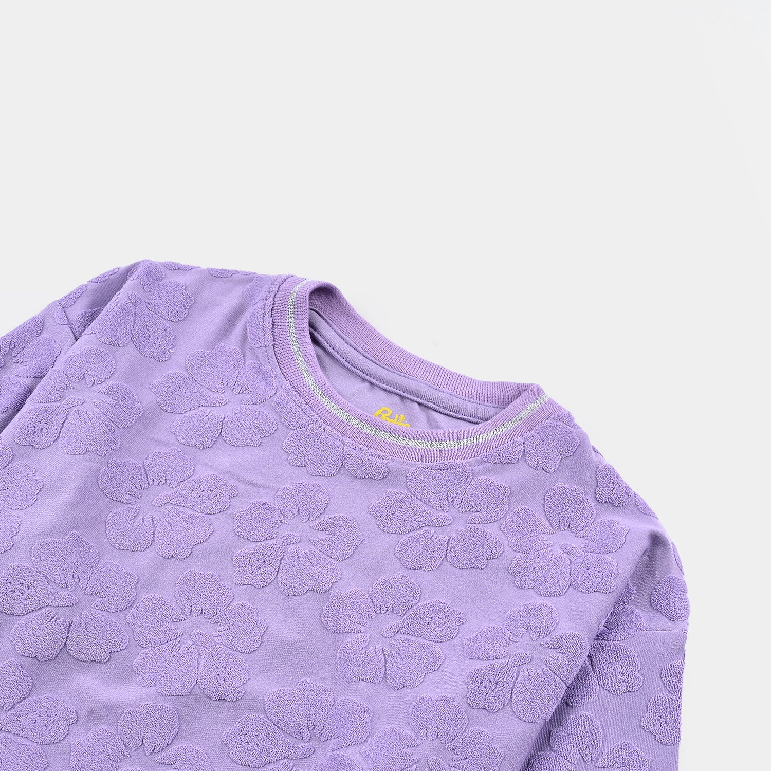 Girls Jacquard T-Shirt F/S LILAC FLOWER FABRIC - Purple - Image 2