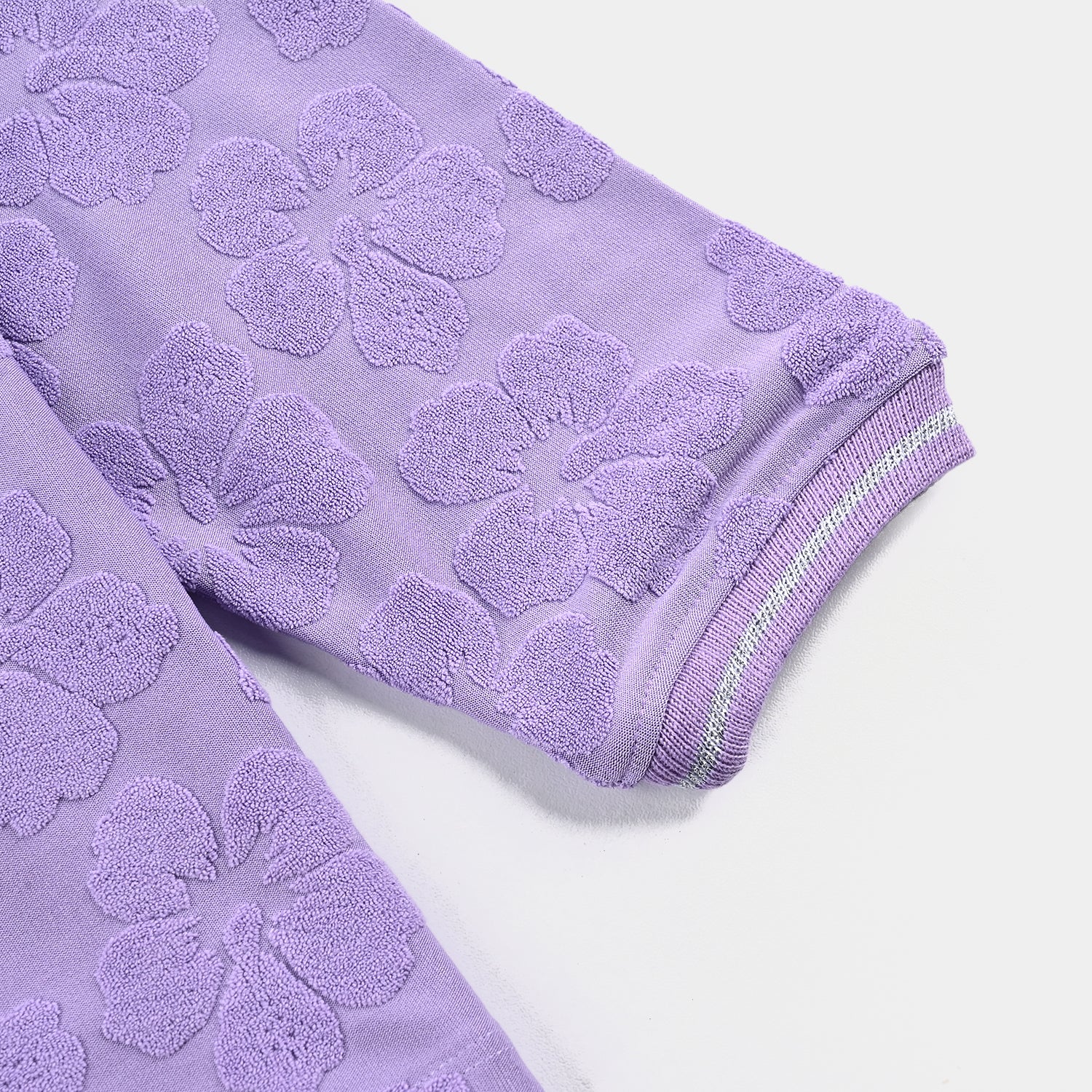 Girls Jacquard T-Shirt F/S LILAC FLOWER FABRIC - Purple - Image 3